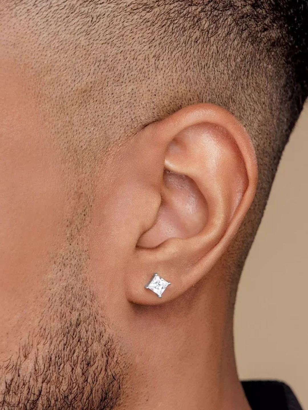 The Roadster Lifestyle Co Men Square 925 Sterling Silver Single Ear Stud Piercing