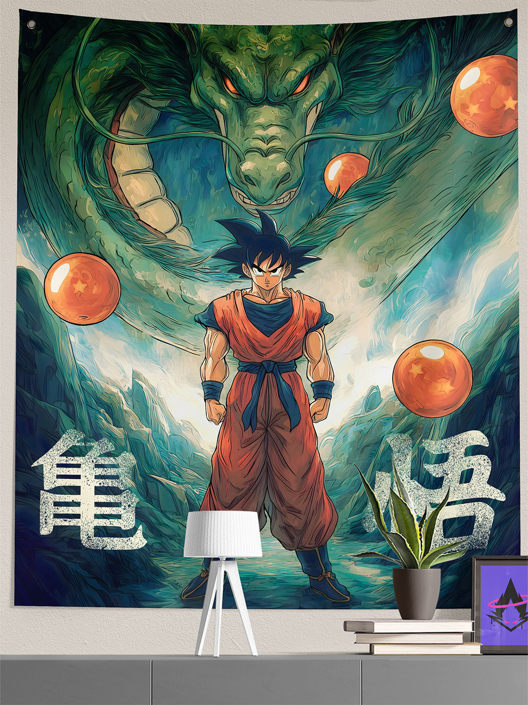 COMICSENSE Green & Blue Dragon Ball Z Anime Warrior Printed Wall Hanging Tapestry