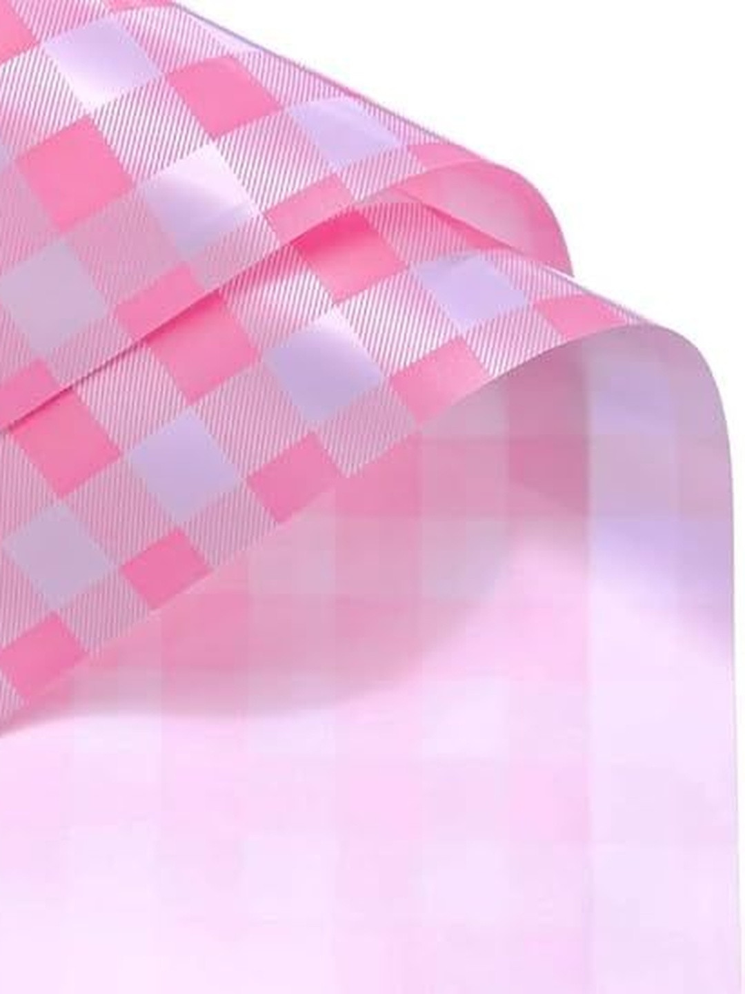 SAKSHAM 20-Pcs Pink Checked Flower Wrapping Sheet