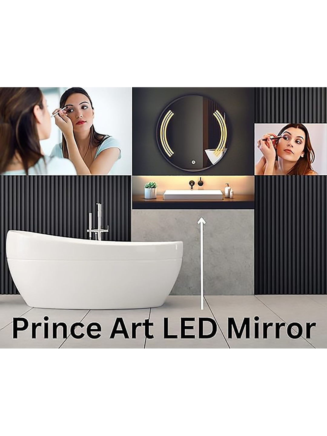 ARYAANSH Round Glass Touch Sensor & Anti-Fog LED Bathroom Modern Wall Mirrors With Light