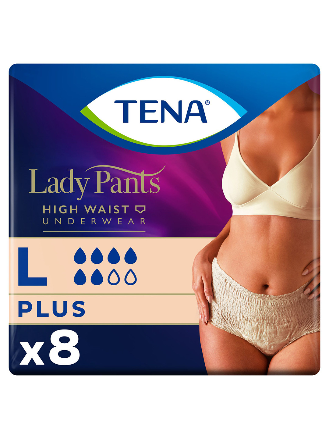 TENA Lady Plus Classic Style Adult Diaper Pants - L - 8 Pieces