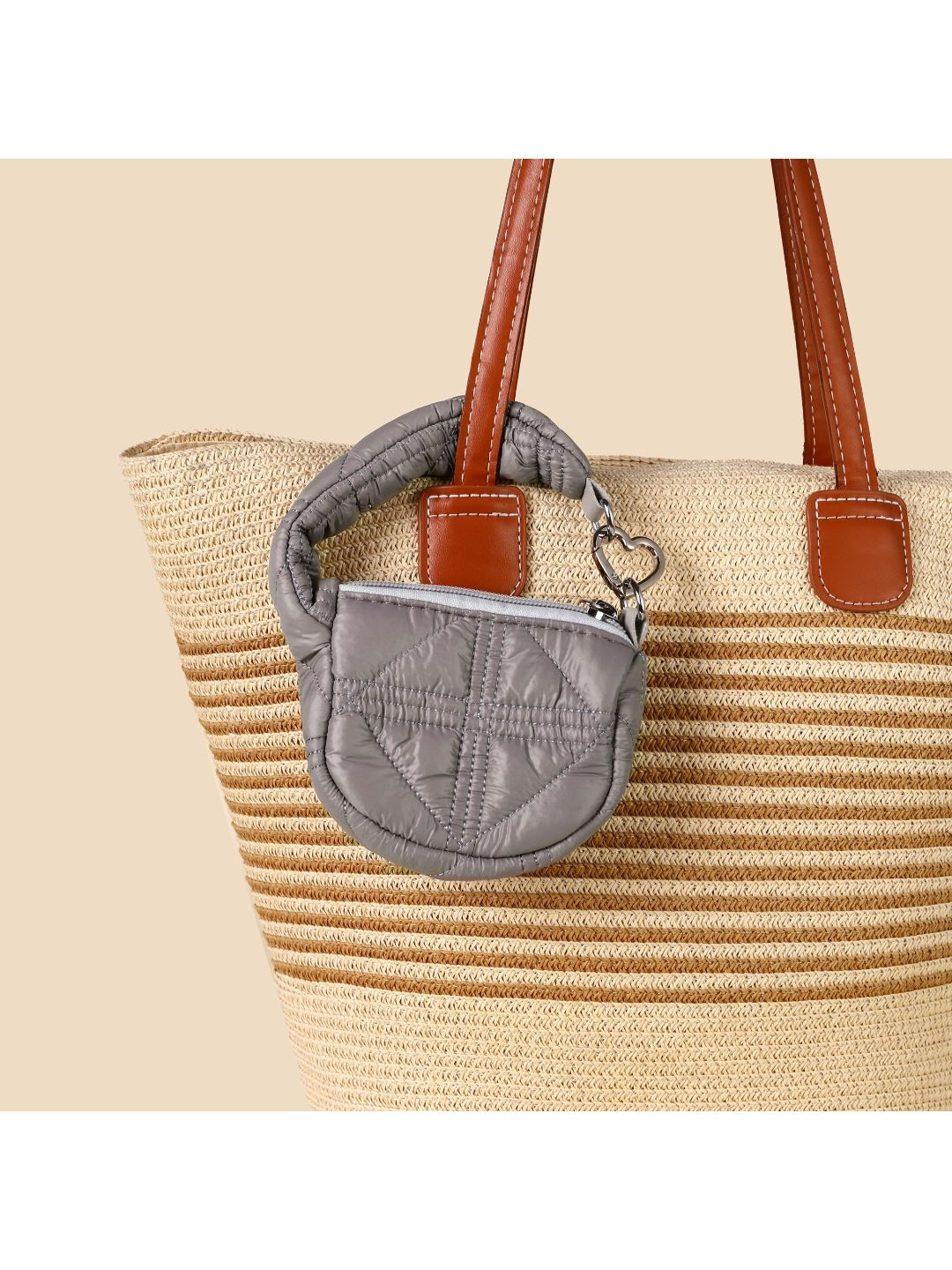 SALTY Grey Mini Quilted Puff Bag Charm
