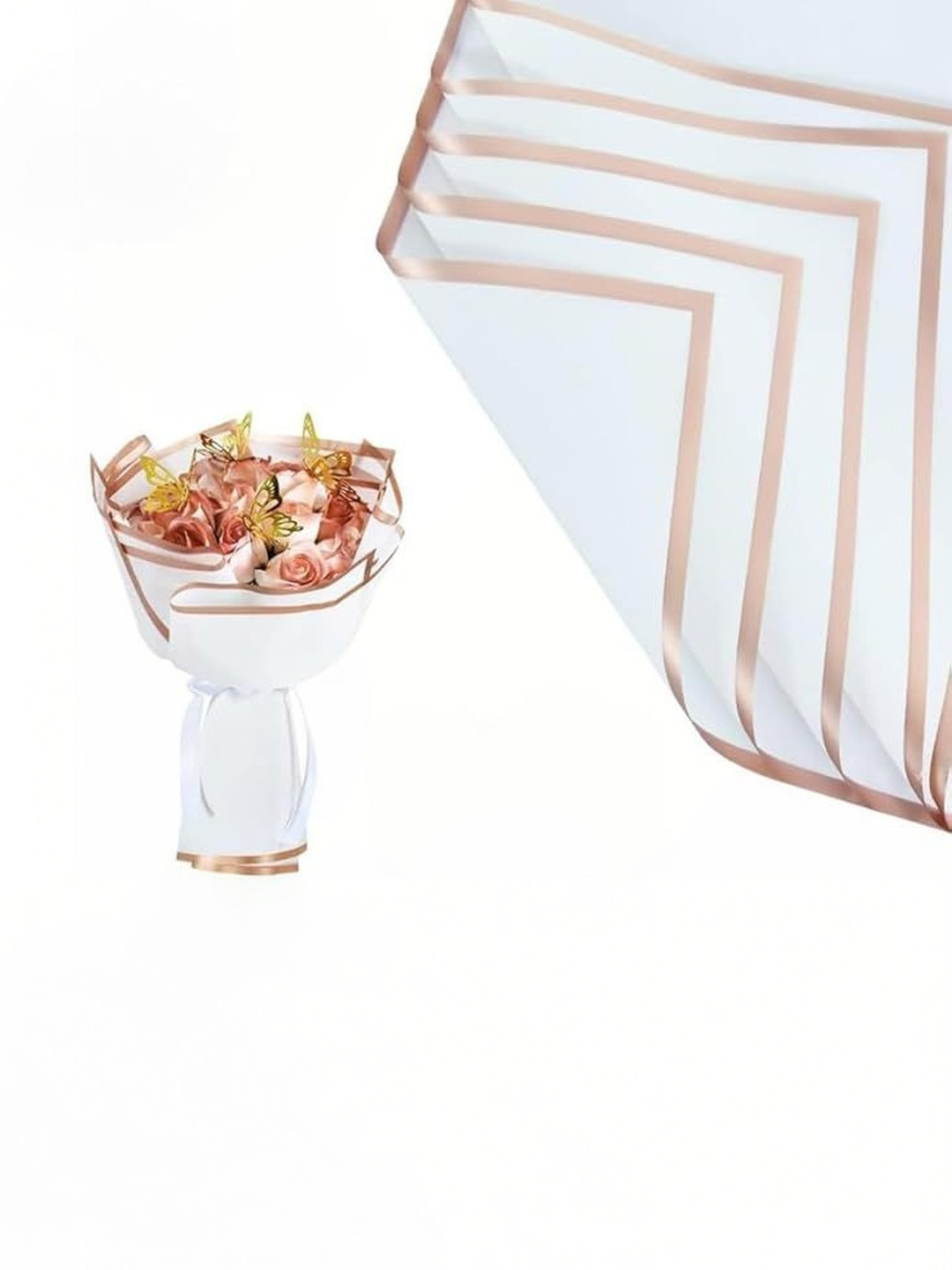 SAKSHAM 20-Pcs White Flower Wrapping Sheet