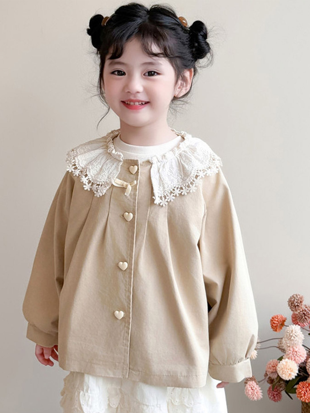 LULU & SKY Girls Lace Collar Casual Top