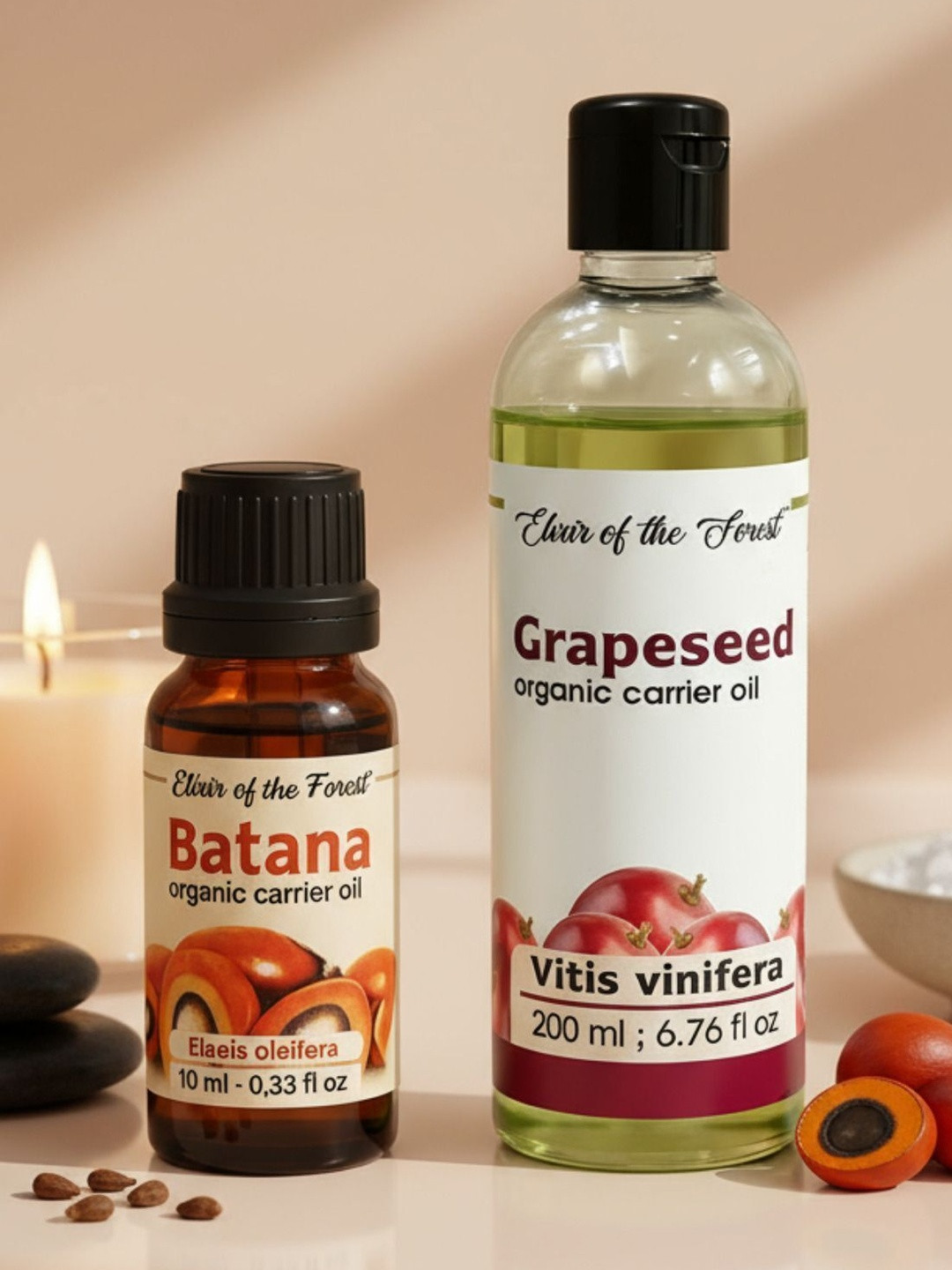 ELIXIR OF THE FOREST Set Of 2 Batana Oil-15 ml & Grapeseed Oil - 200 ml