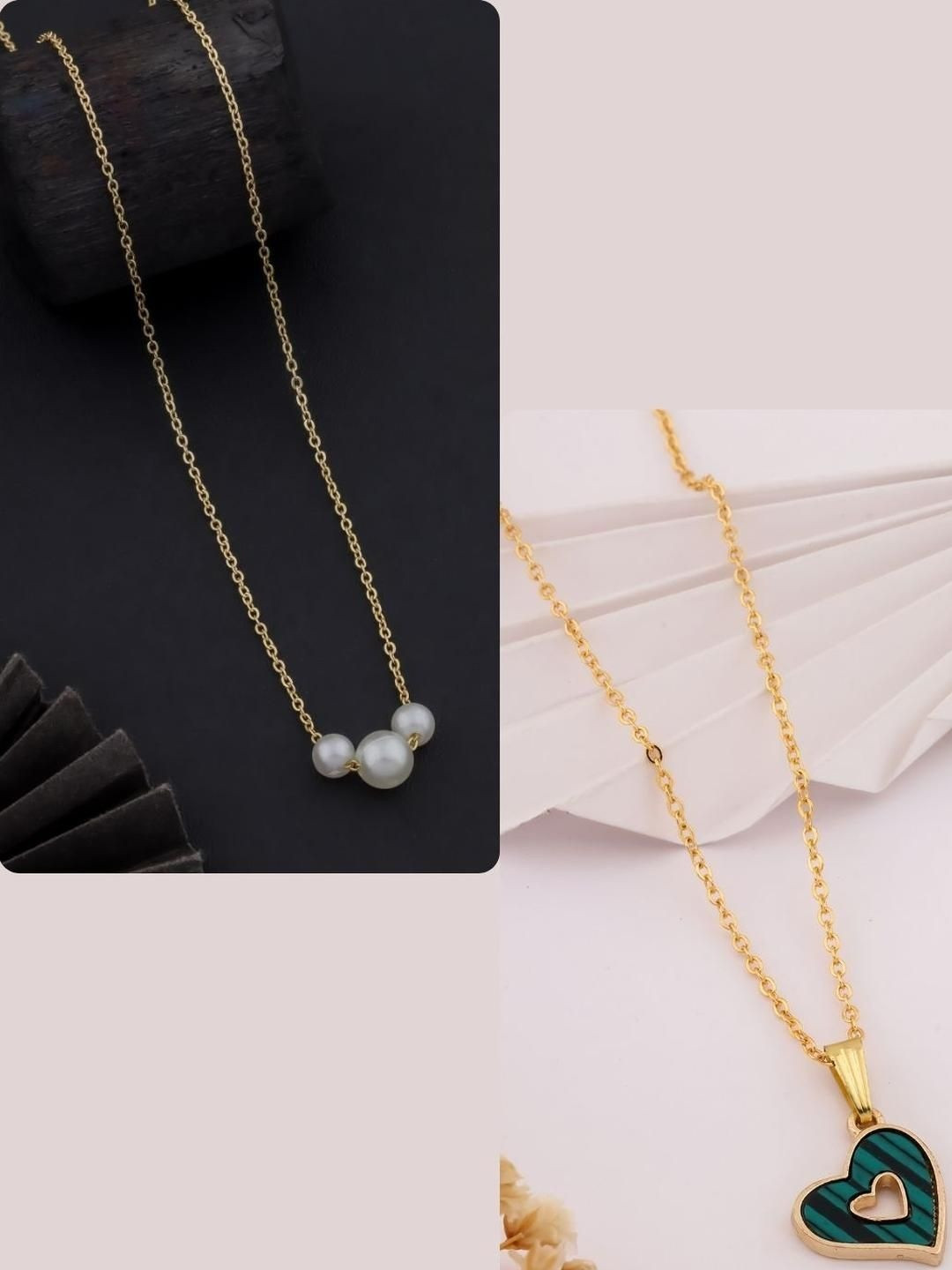 SZN Set Of 2 Gold-Plated Pearls Beaded Necklaces With Chains