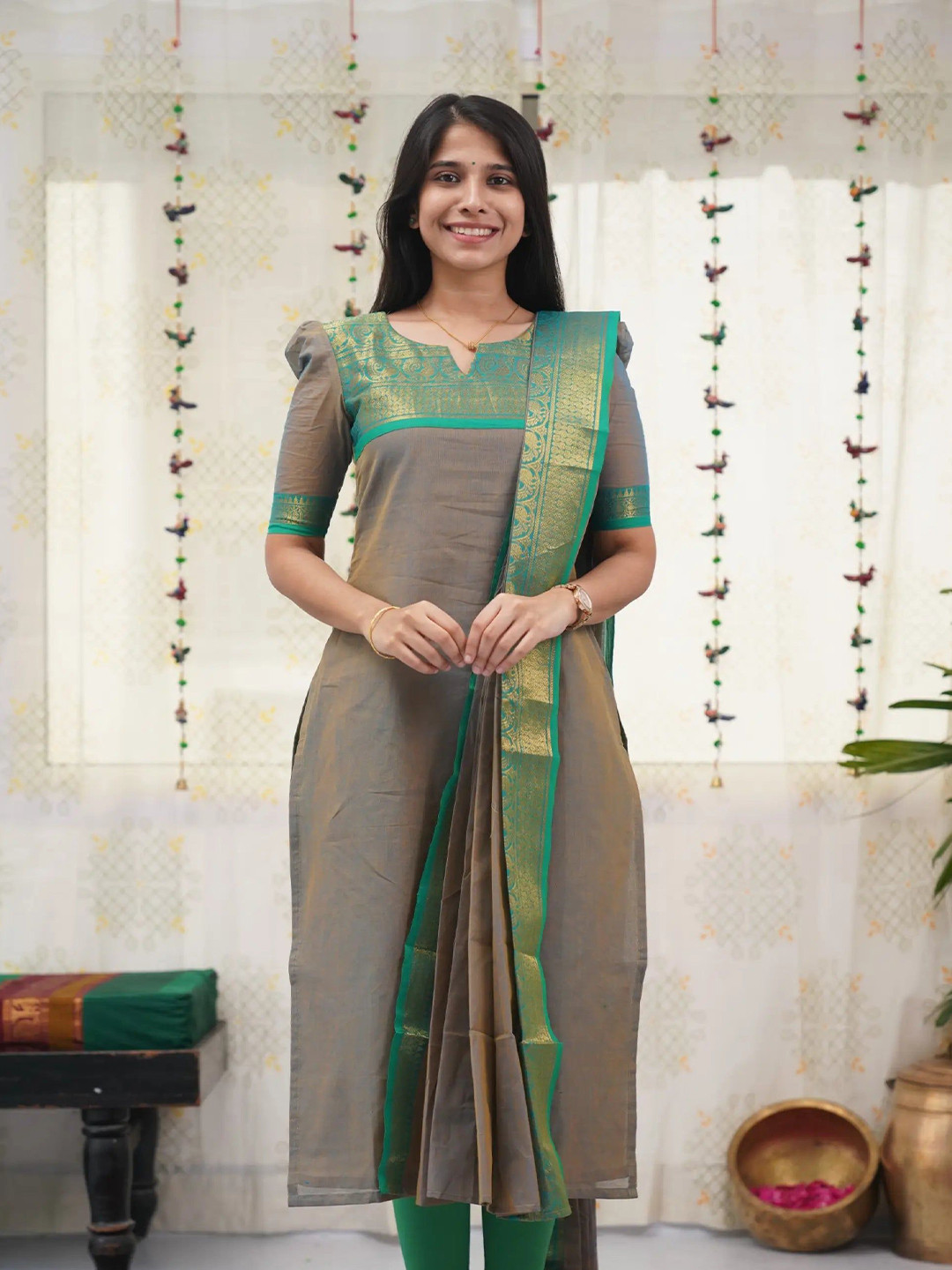 Snofi Creation Notch Neck Pure Cotton Straight Kurta With Dupatta