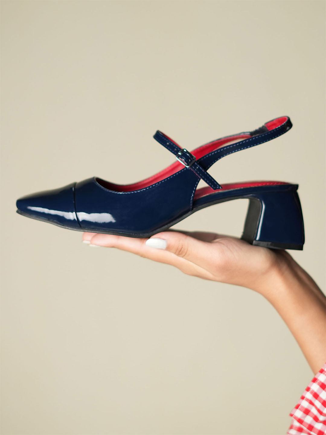 Theater Women Twiggy Blue Brothers Navy Blue Mary Jane Block Heels