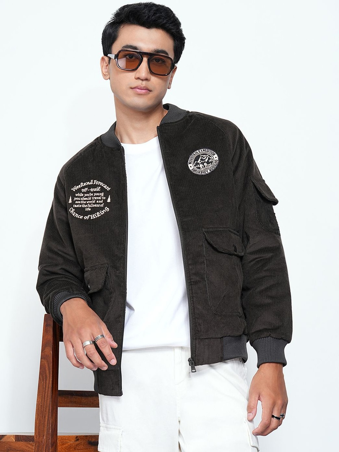 7 Alt by Pantaloons Men Bomber with Embroidered Jacket