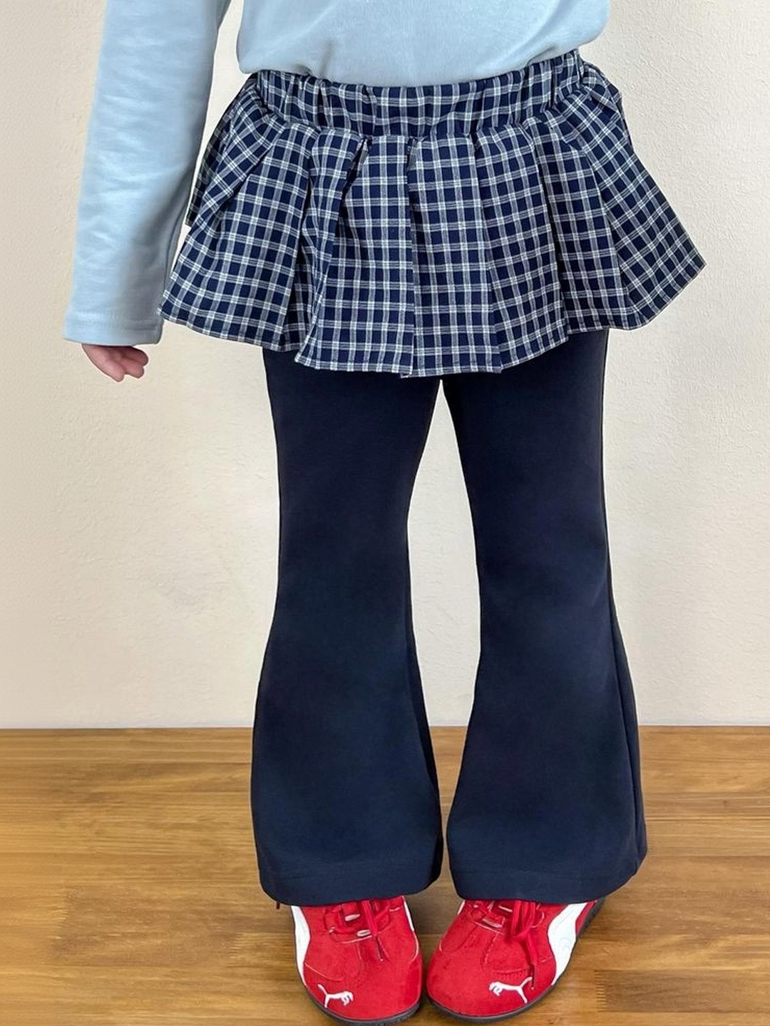 LULU & SKY Girls Checked Flared Mini Skirt Pants