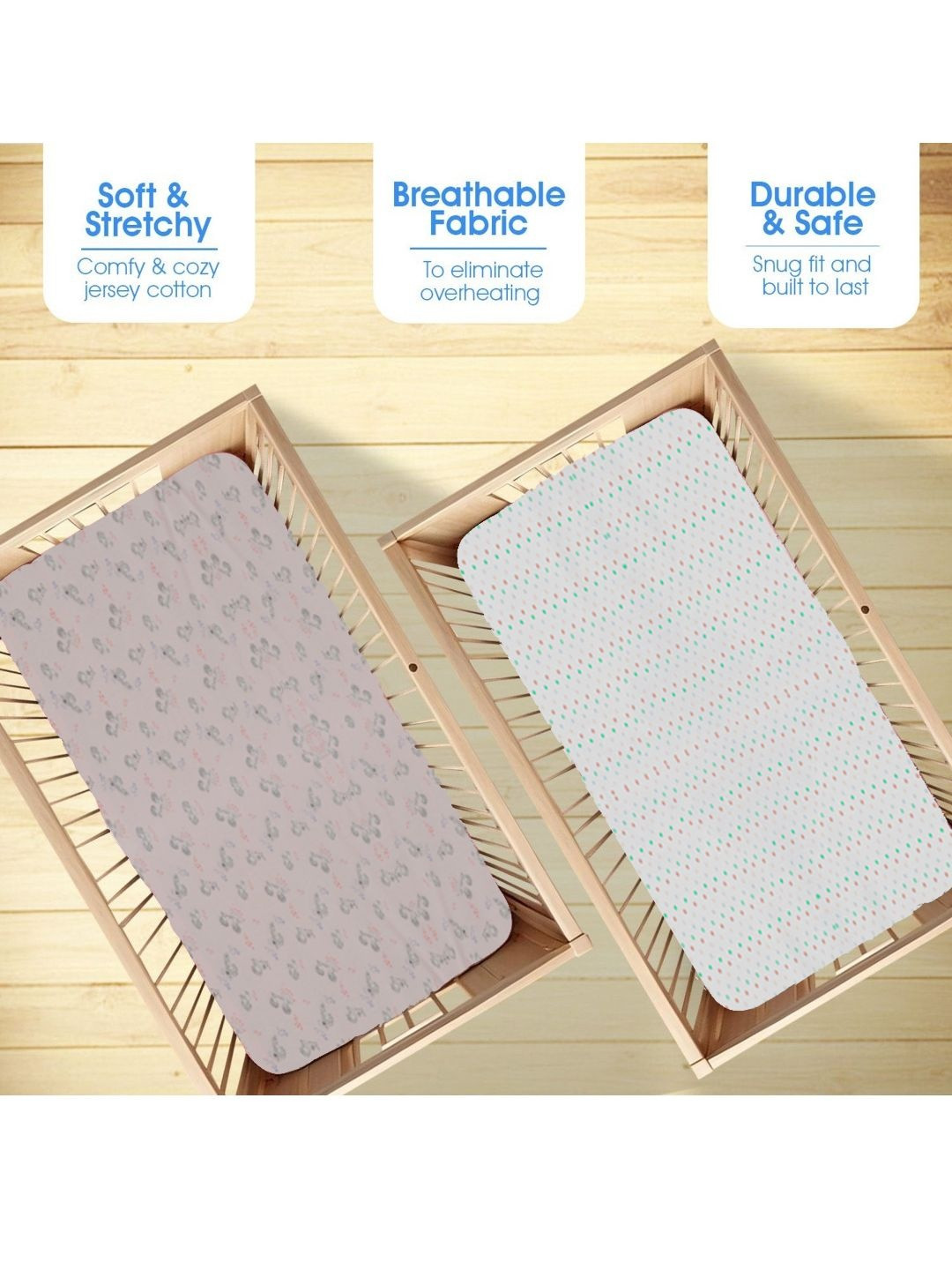 Portico Kids Set Of 2 Infants Little Peaches Pure Cotton Flat Sheet