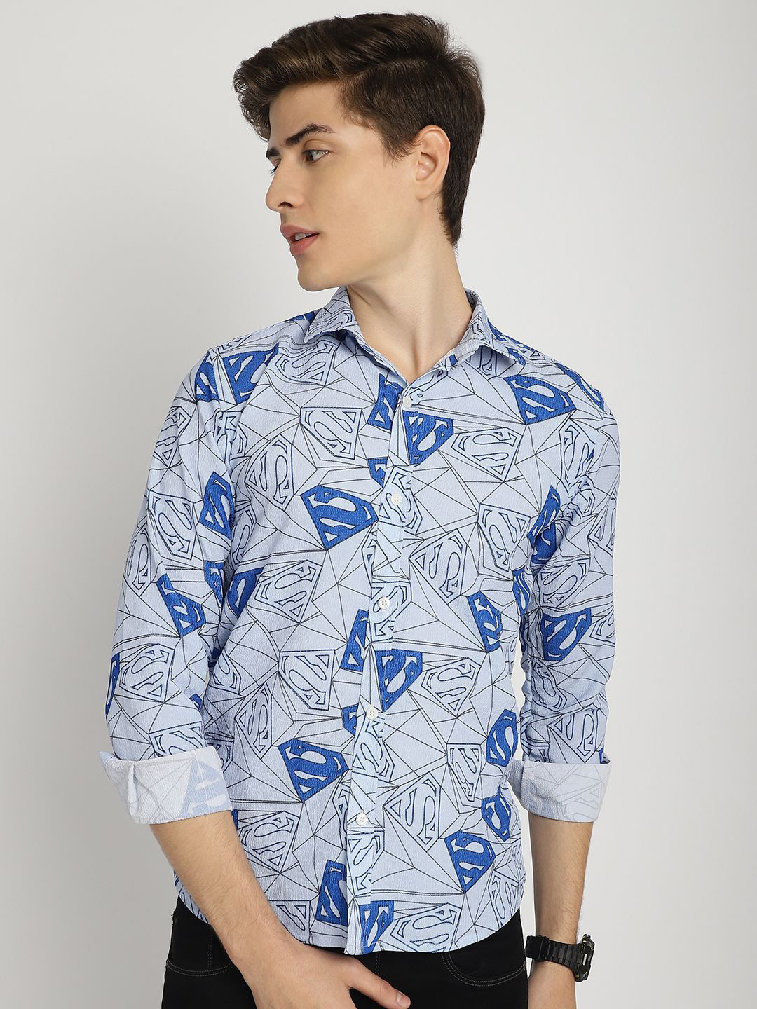WISTORA Men Superaman Printed Casual Shirt