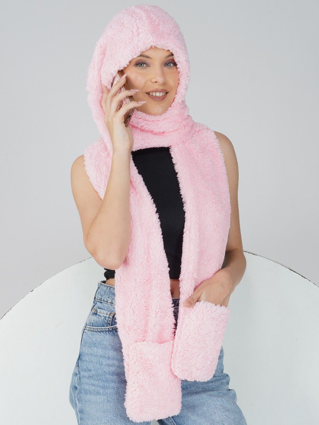 LADONNA Women Woolen 3 In 1 Cap Scarf & Gloves