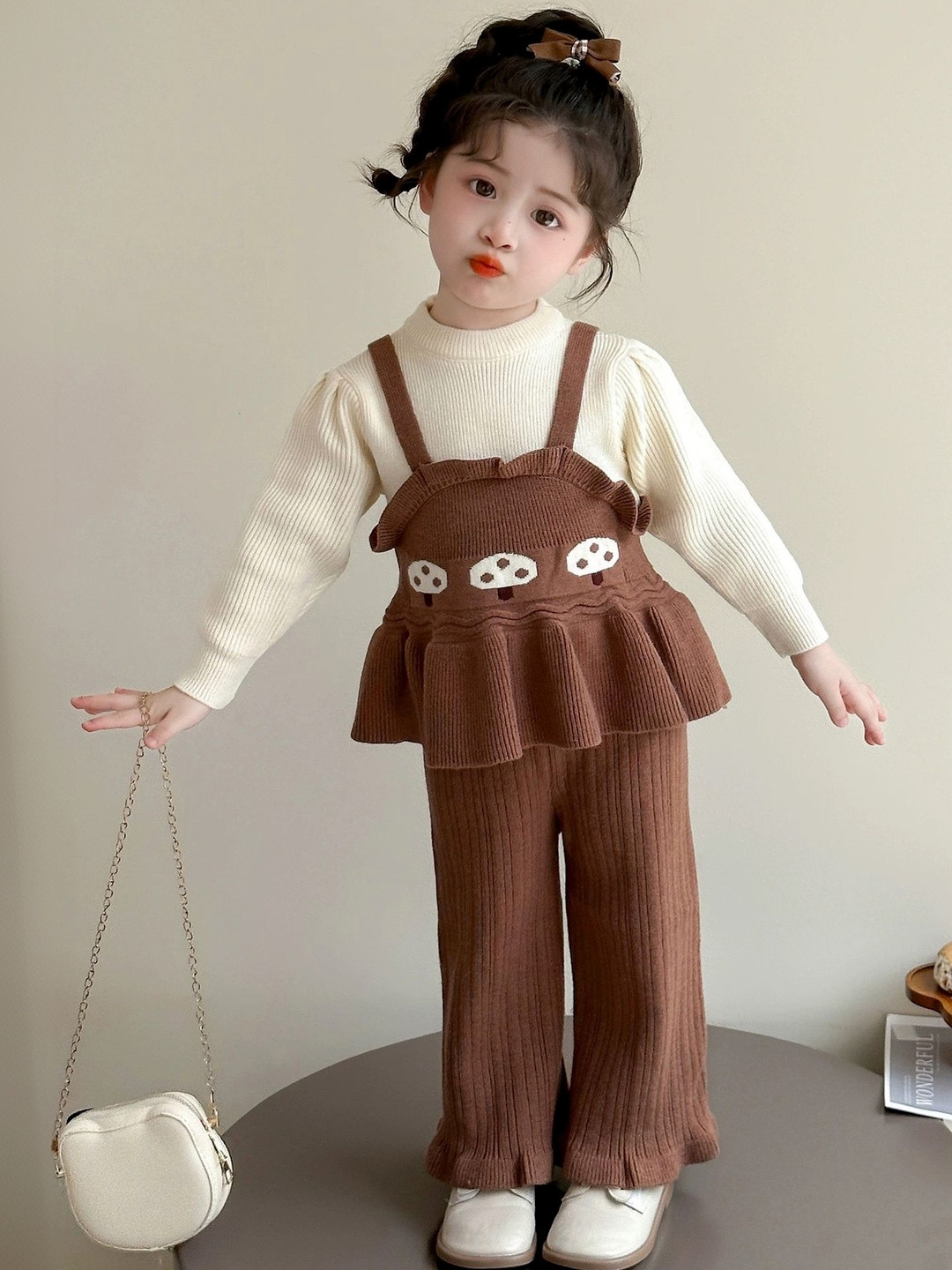 LULU & SKY Girls Embroidered Peplum Top with Trousers Clothing Set