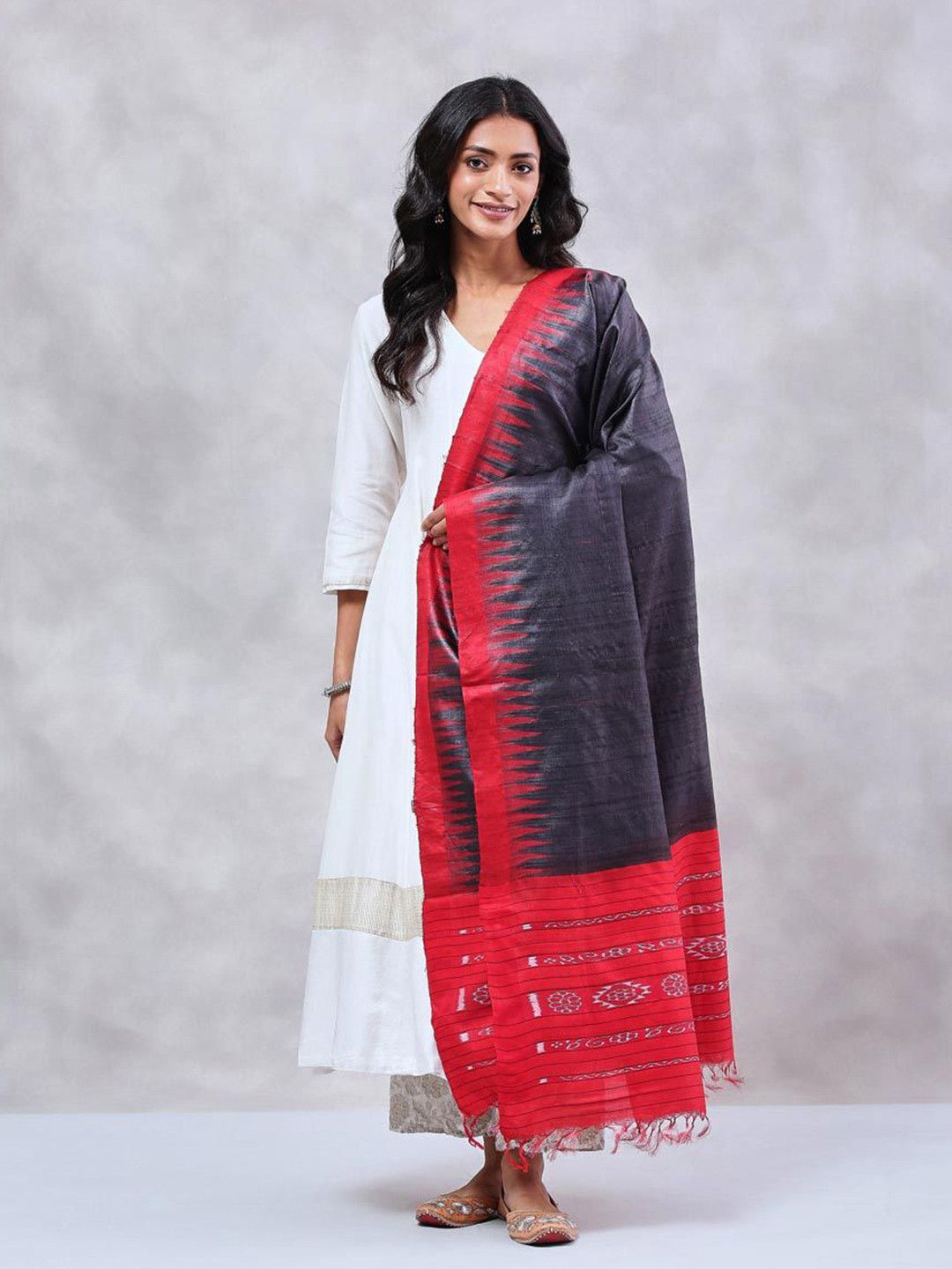 Fabindia Woven Design Ikat Silk Dupatta