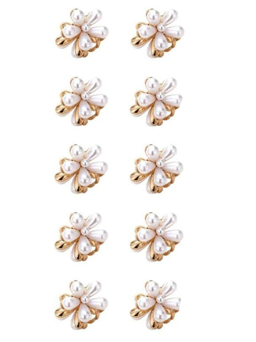 MADHAVWATCH Women Set Of 10 Pearls Claw Clip