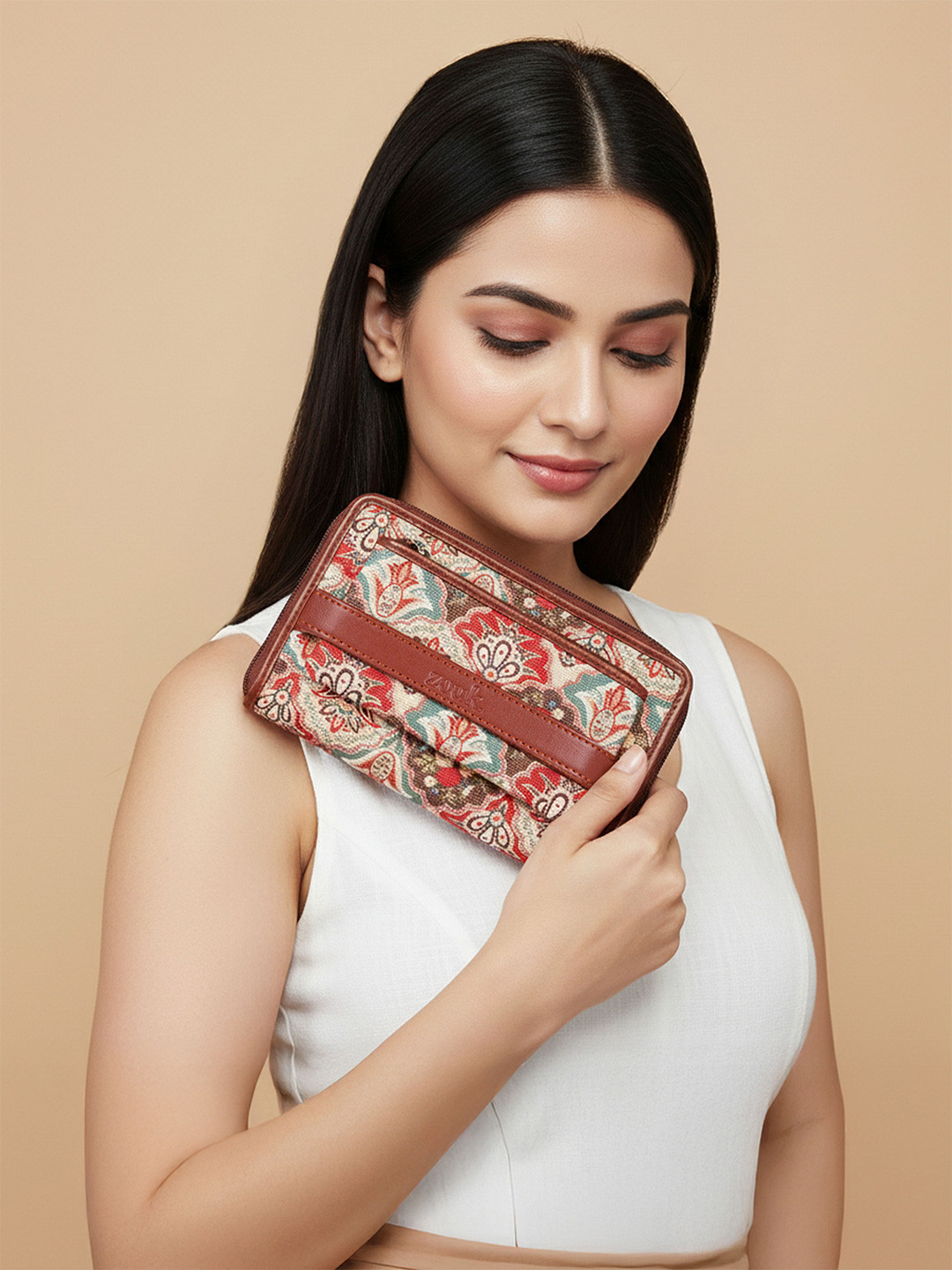 ZOUK Women Multicolor Floral Printed Zip Around Zipper Wallet