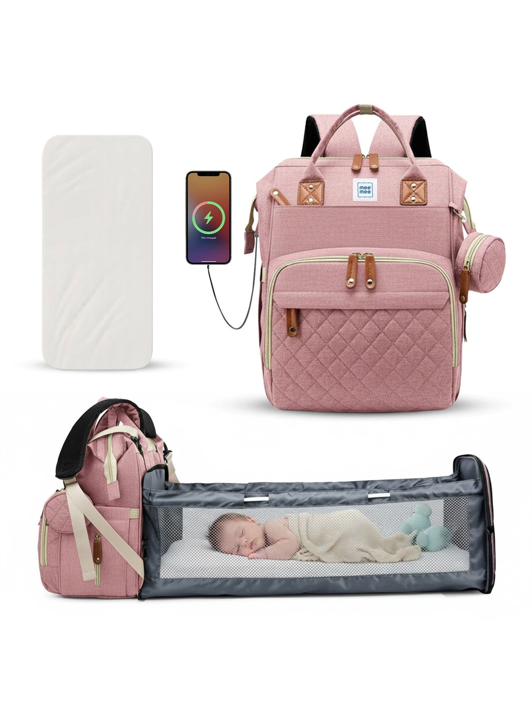 MeeMee Kids Lightweight Diaper Backpack With USB Charging Port