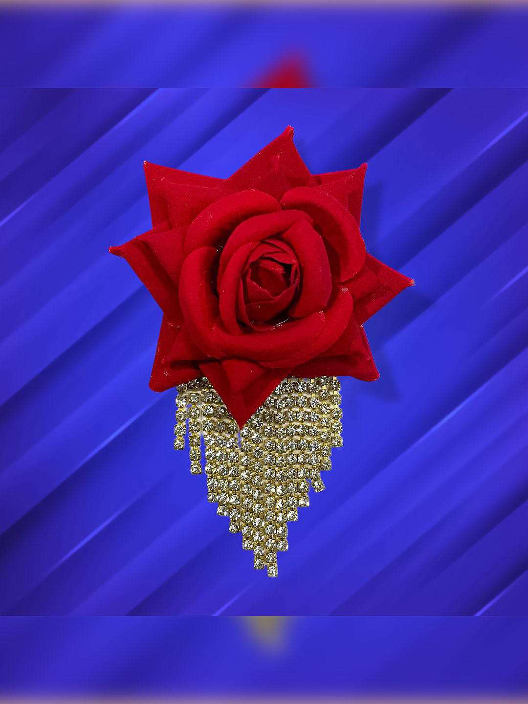 MAJESTIQUE Girls Set of 1 Embellished Red Rose Embellished Comb Pin