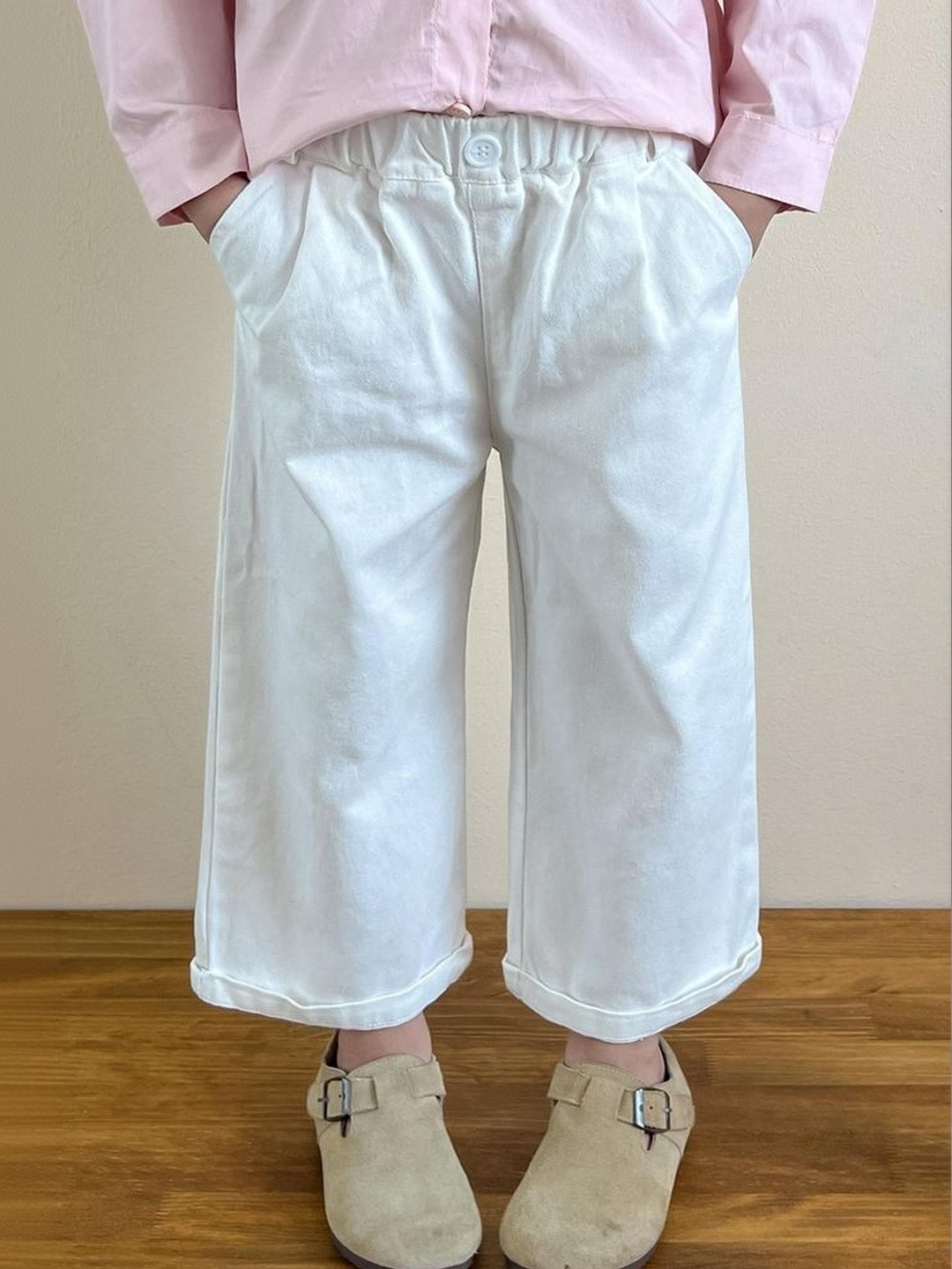 LULU & SKY Girls Solid High-rise Wide Leg Pants