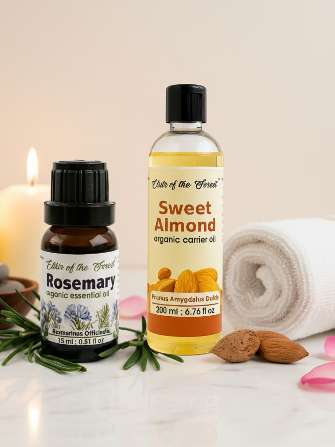 ELIXIR OF THE FOREST Set Of 2 Rosemary Essential Oil - 15 ml & Sweet Almond Oil - 200 ml