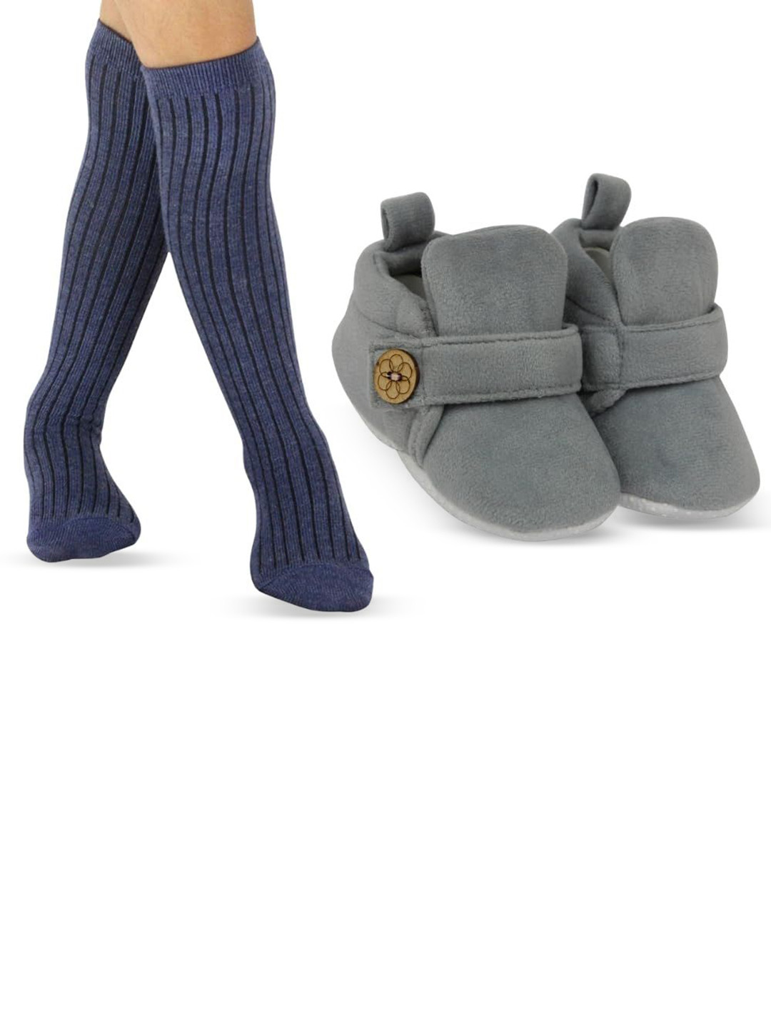 NESKA MODA Kids Cotton Booties & Long Socks