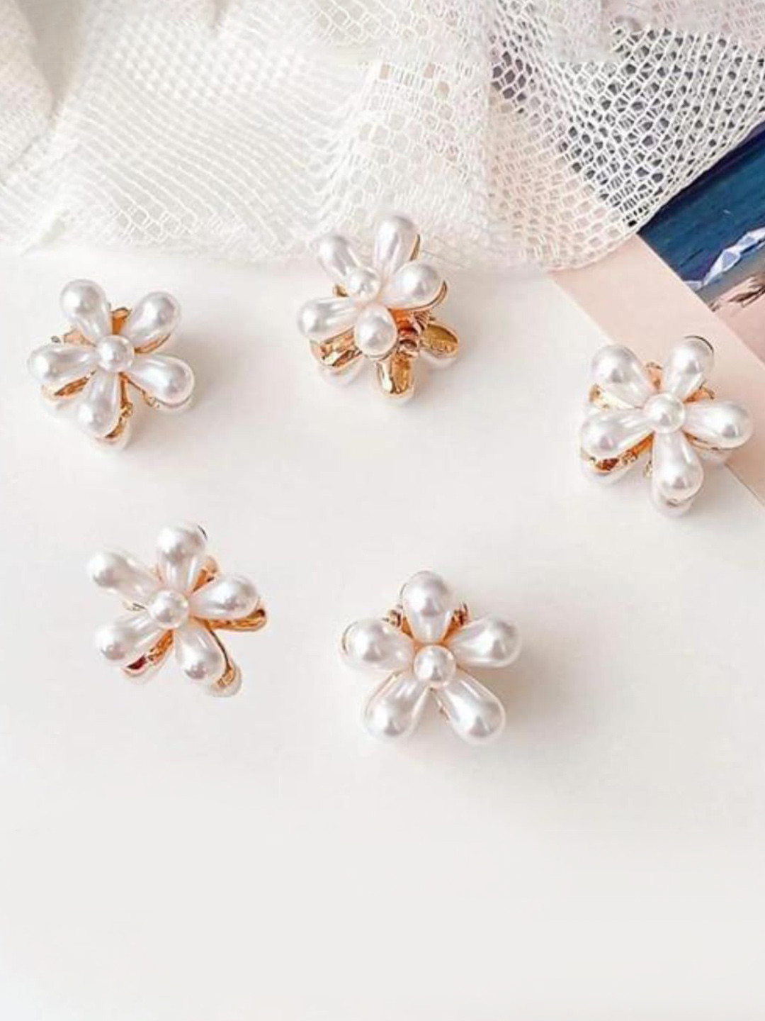 FHONEX Women Set Of 12 Pearls Mini Clutchers Hair Claw Clip