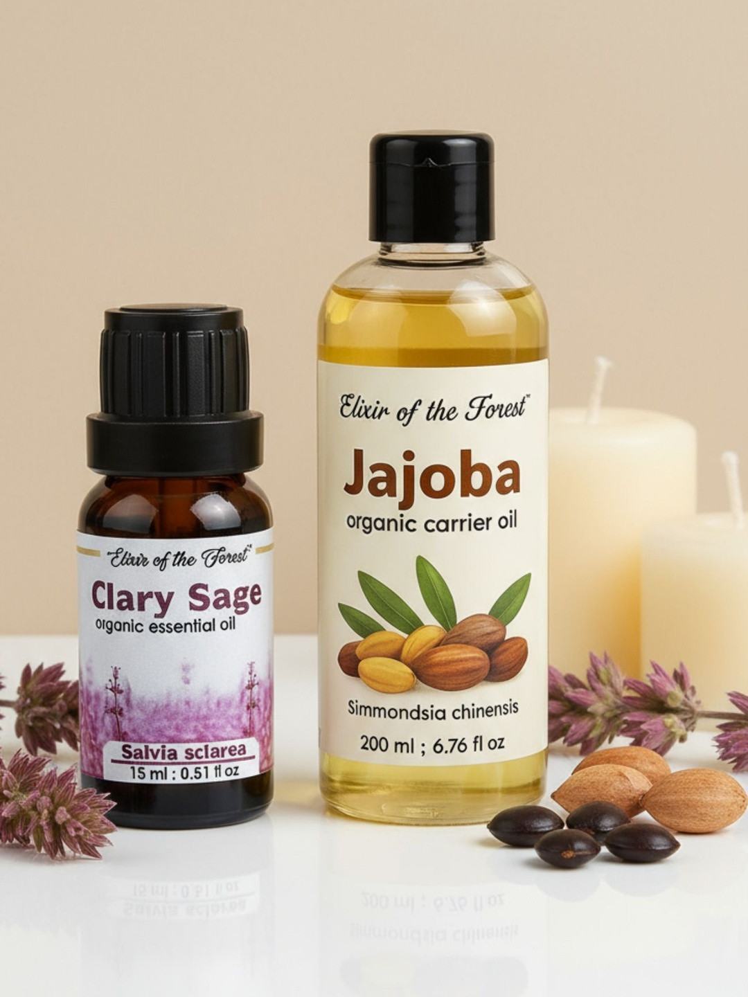ELIXIR OF THE FOREST Set Of 2 Clary Sage Essential Oil - 15 ml & Jojoba Oil - 200 ml