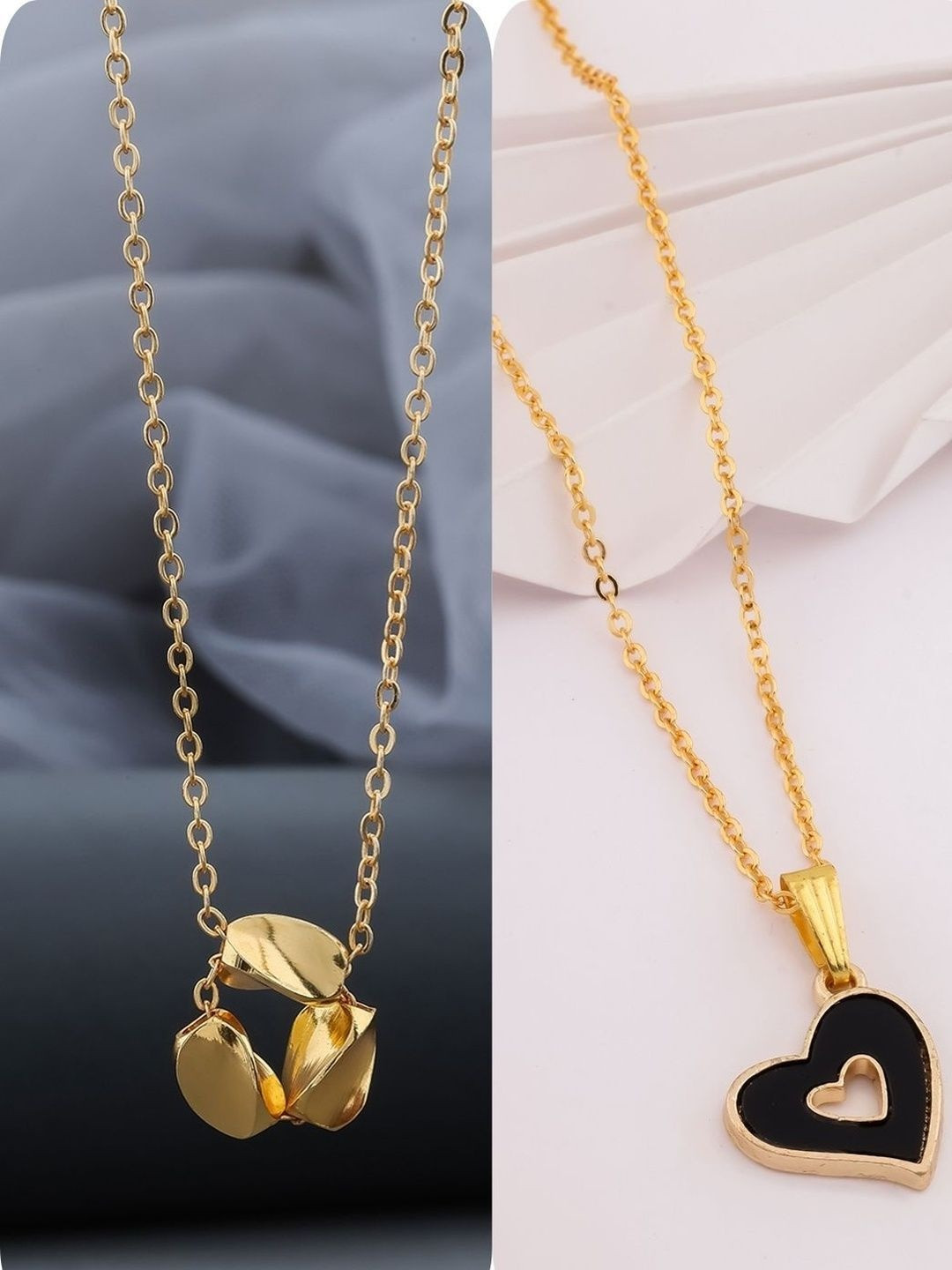 SZN Women Set of 2 Brass Minimal Gold-Plated Necklace