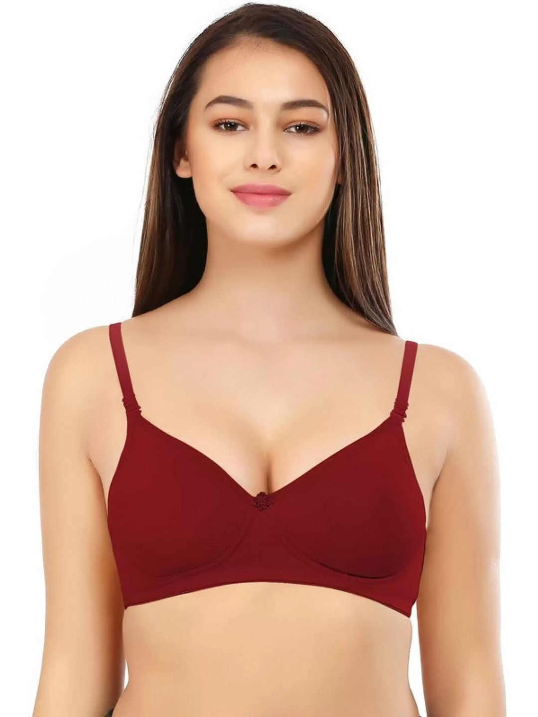 CHILEELIFE Medium Coverage Lightly Padded Seamless Organic Cotton T-shirt Bra