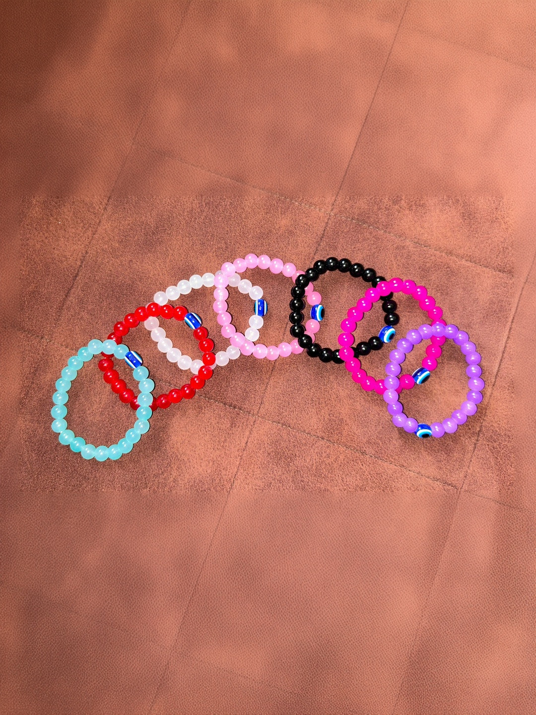 Vanira Set Of 7 Artificial Beaded Elasticated Bracelets