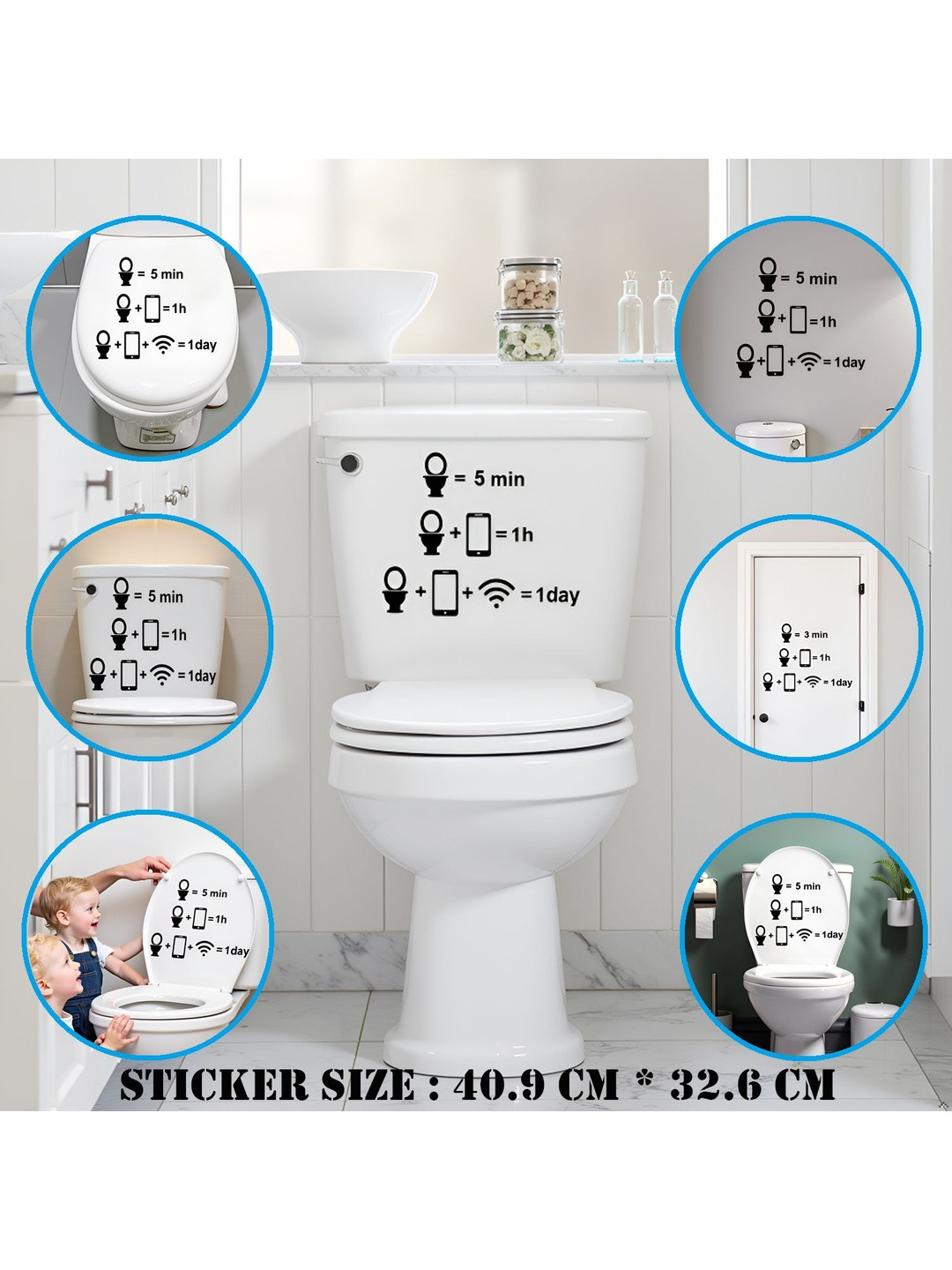 Gopalvilla Black Wifi Mobile Phone Printing Waterproof Toilet Stickers