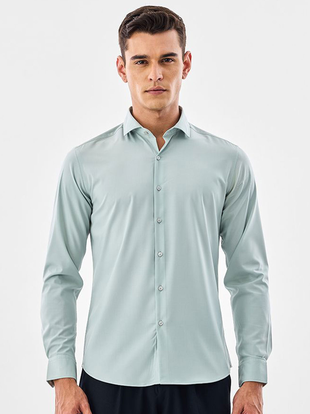 Snitch Men Light Green Solid Luxe Shirt