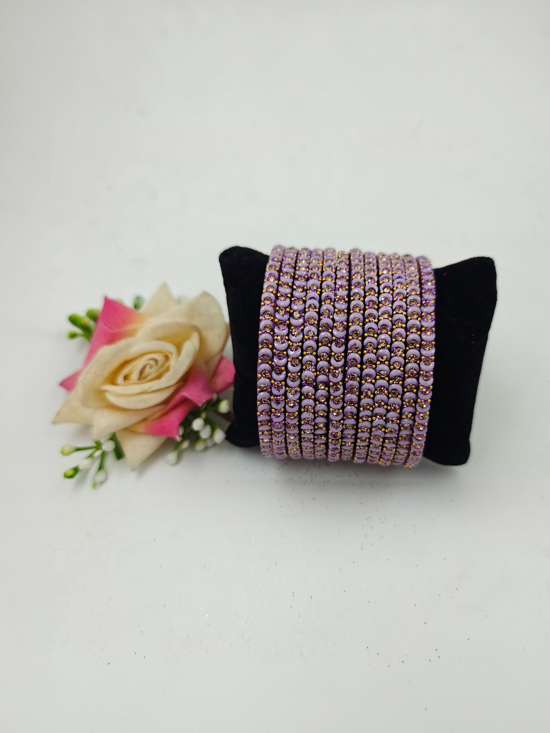 Navika Fancy Glass Bangles Set Of 12 Stones-Studded Bangles