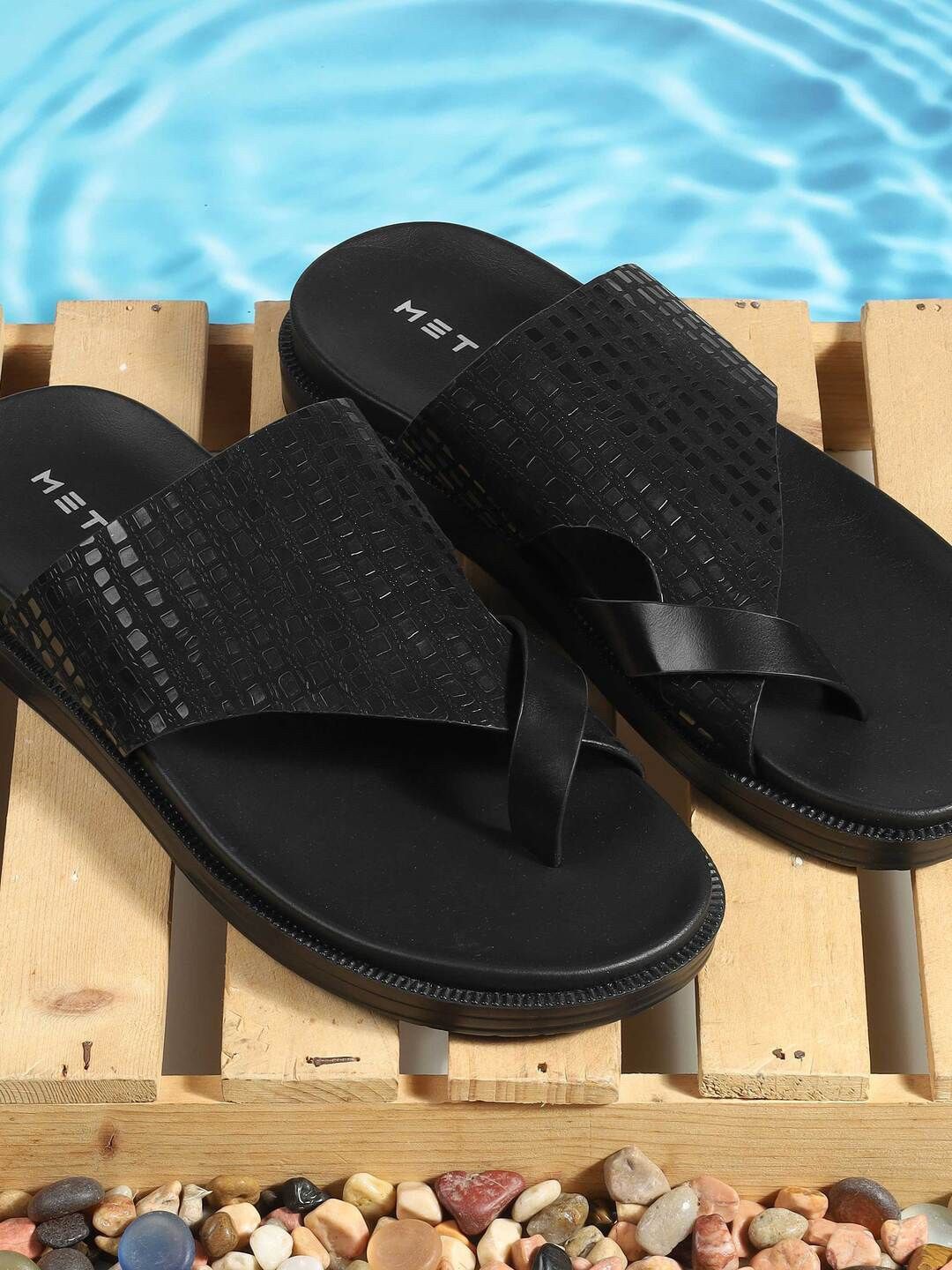 Metro Men Self Design One Toe Slip-On Flip-Flops