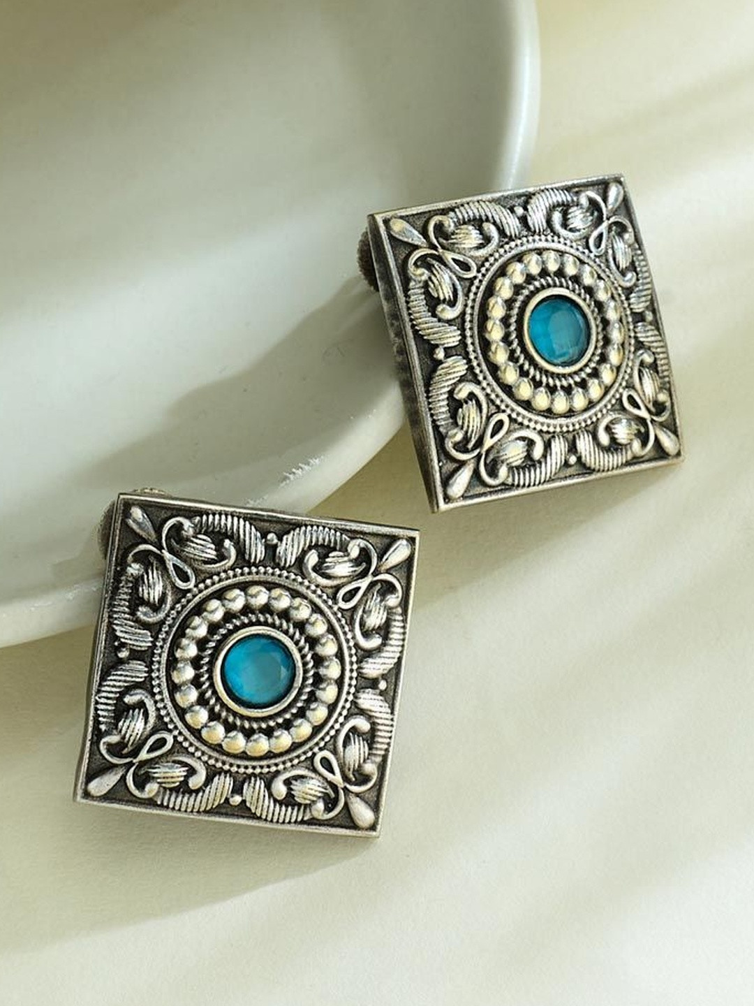 Fabindia Artificial Stones Studded Diamond Shaped Studs