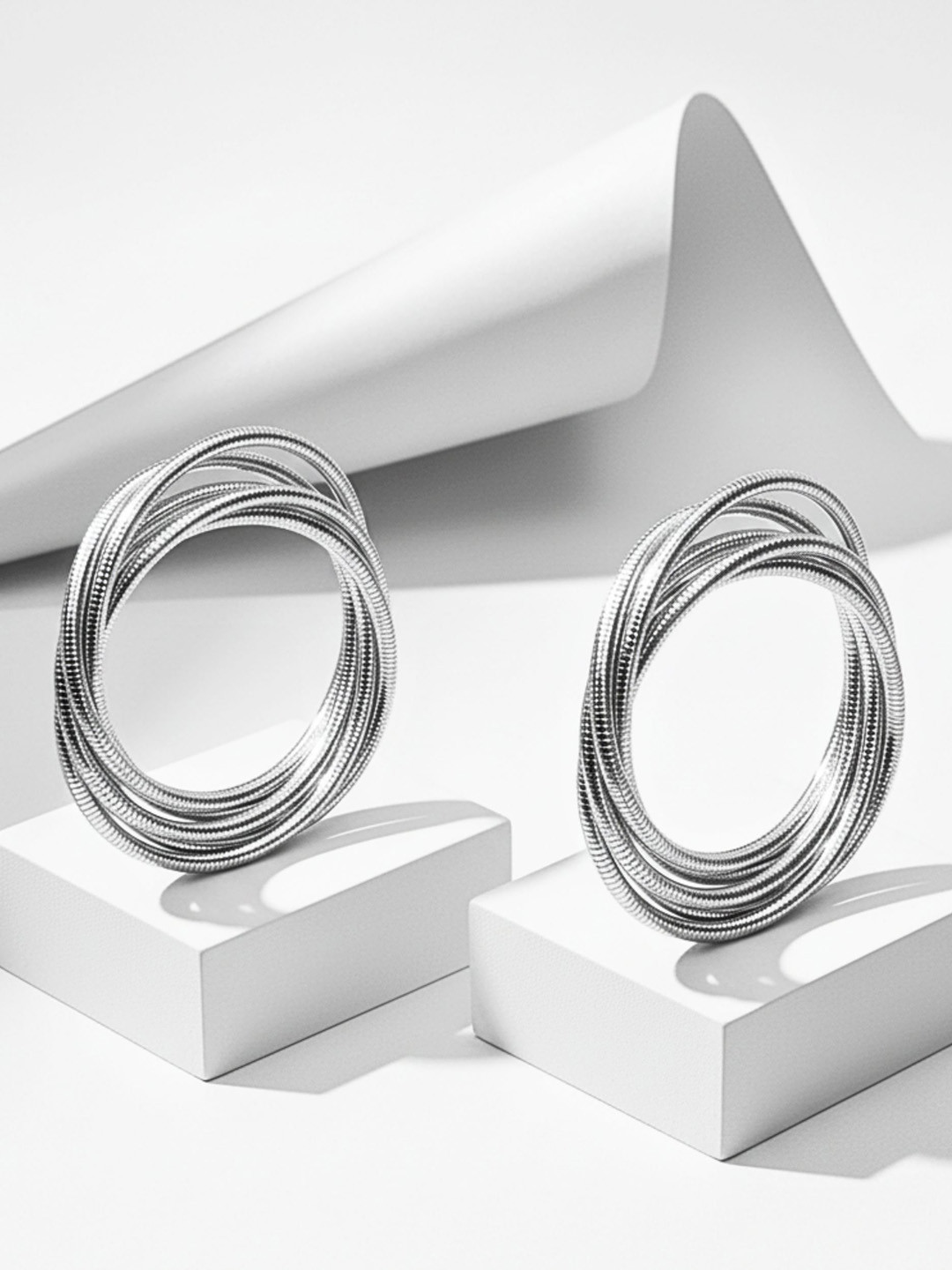 DressBerry Set Of 2 Silver-Plated Elasticated Bracelets