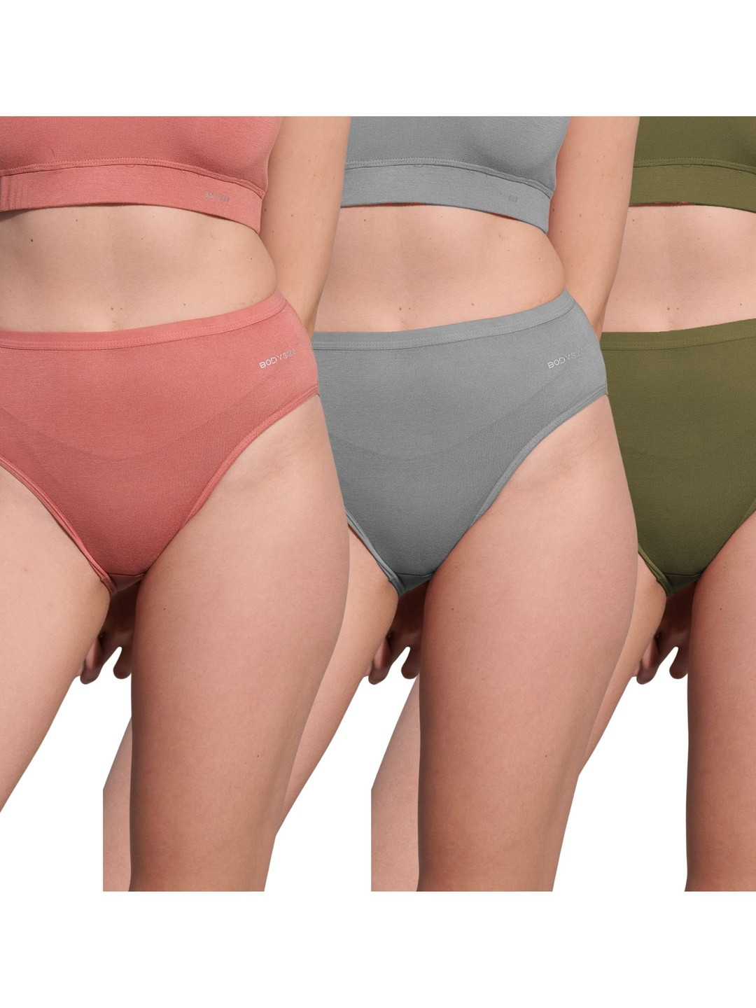 BODYSIZE Women Pack Of 3 Bamboo Cotton 2X Softer, Sweat-Proof & Non-Padded Hipster Briefs