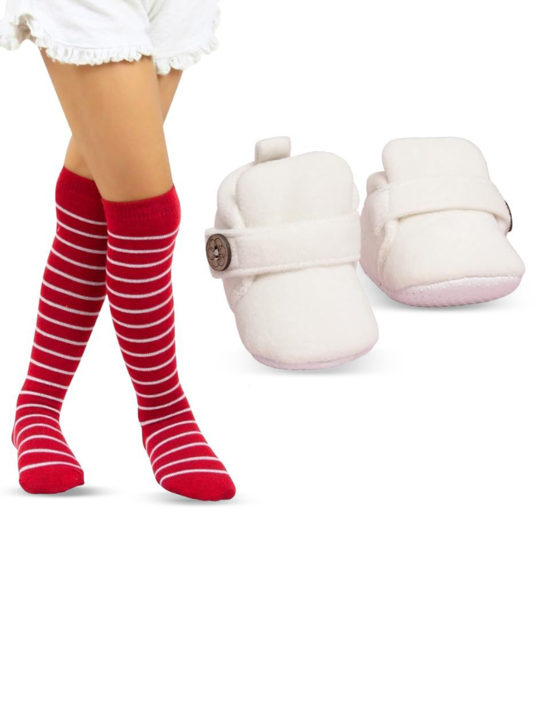 NESKA MODA Kids Cotton 1 Pair  Long Socks 1 Pair Booties