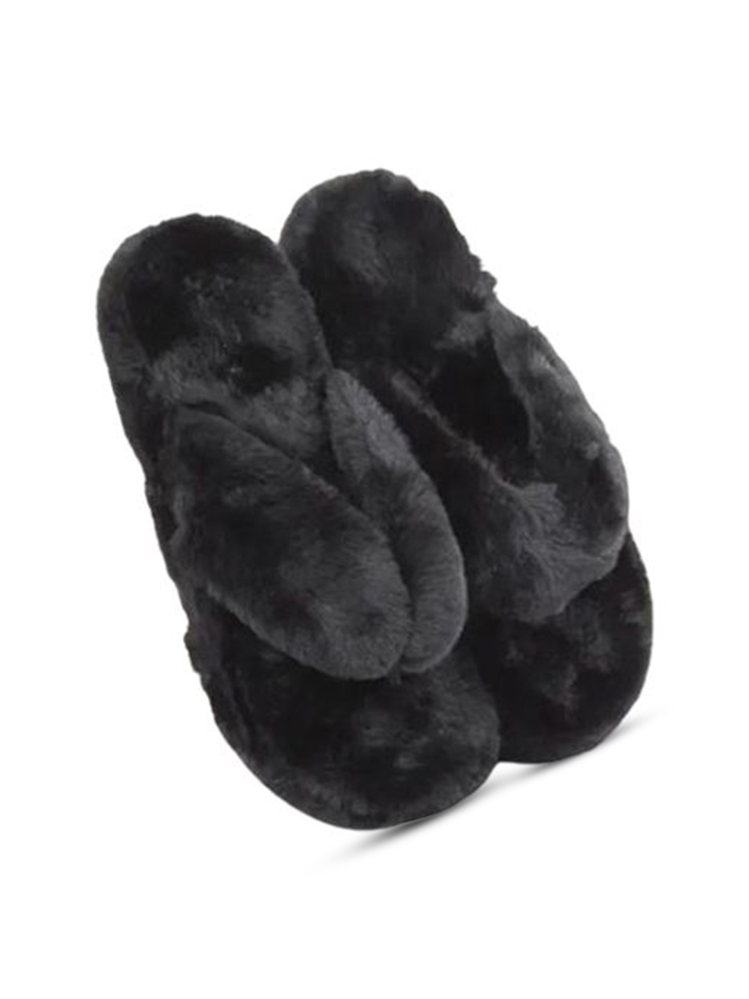 M 2 C Women Solid Furry Thong Flip-Flops