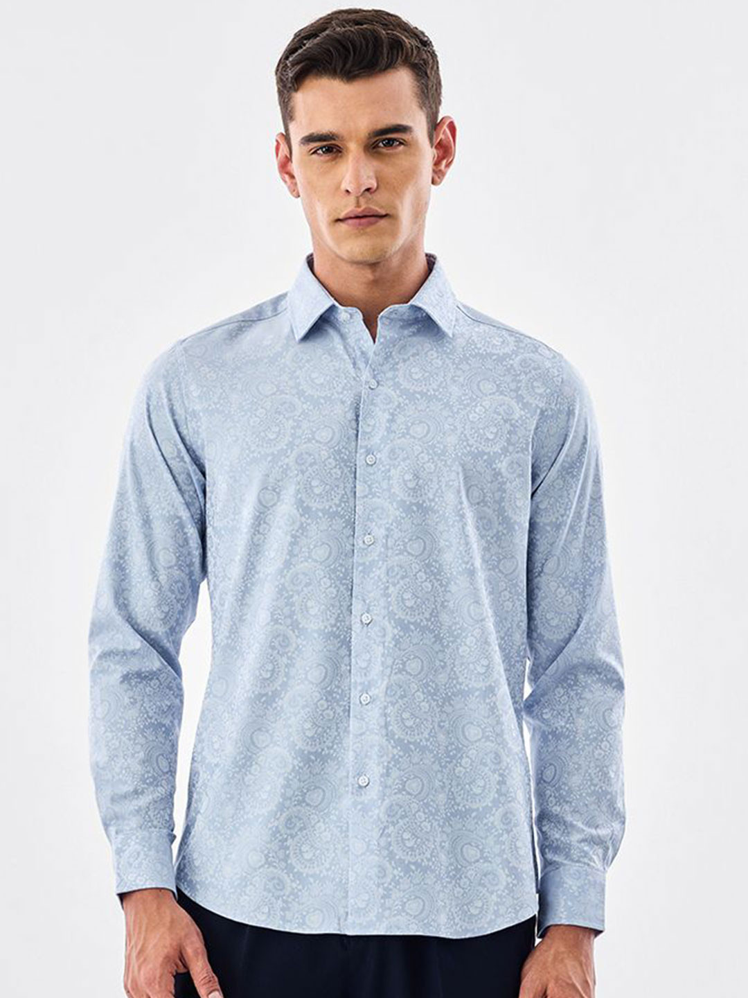Snitch Men Paisley Textured Long Sleeves Slim Fit Casual Shirt