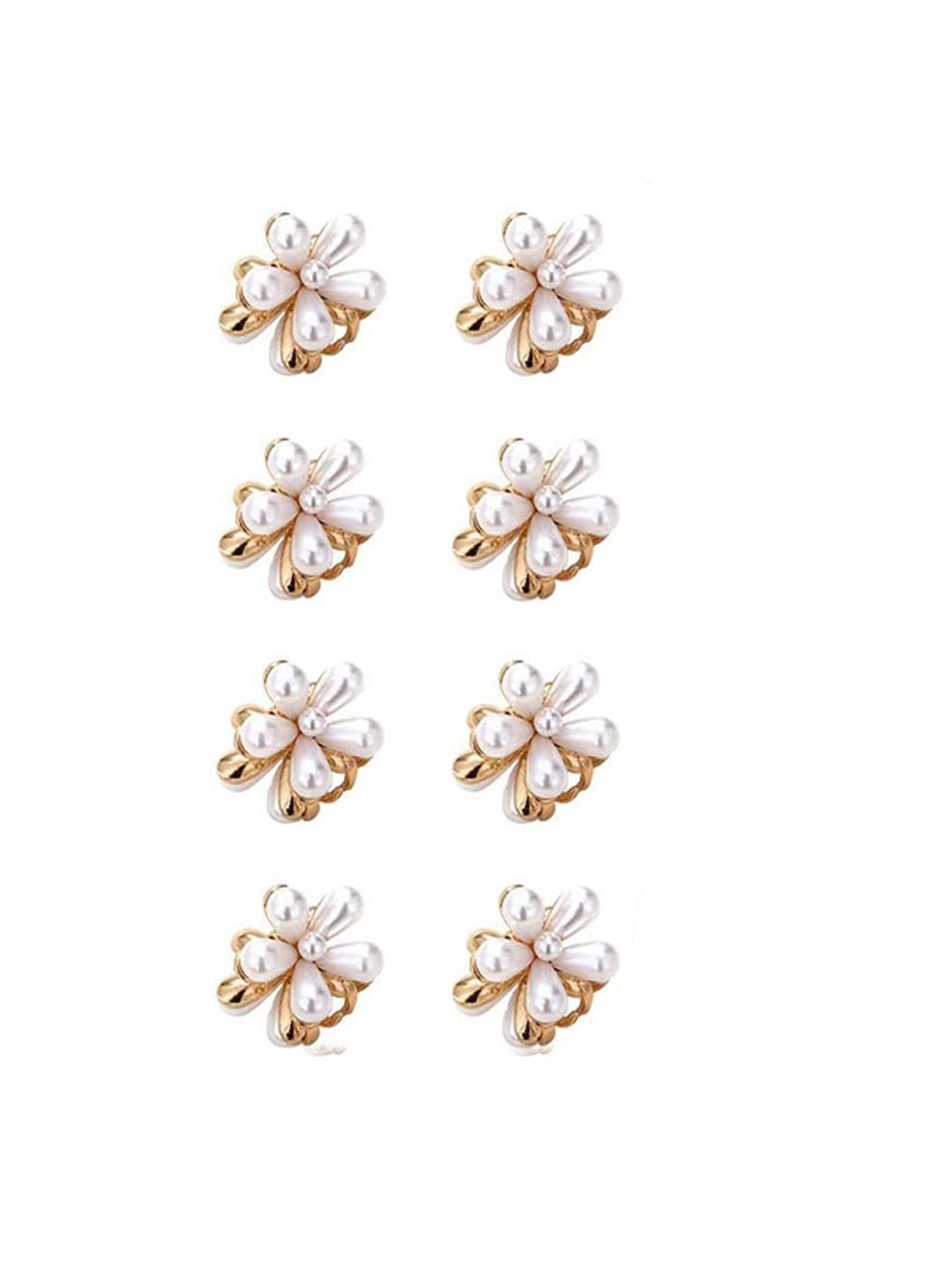 SHREEWATCHES Women Set of 8 Mini Pearls Claw Clip