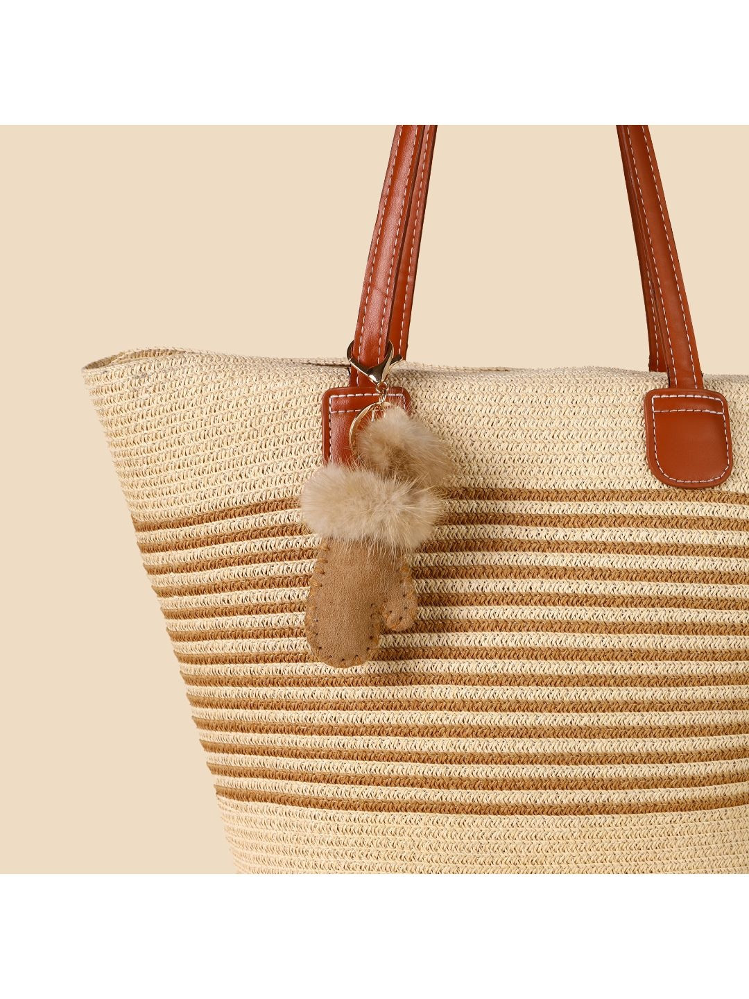 SALTY Brown Winter Mittens Pom Bag Charm