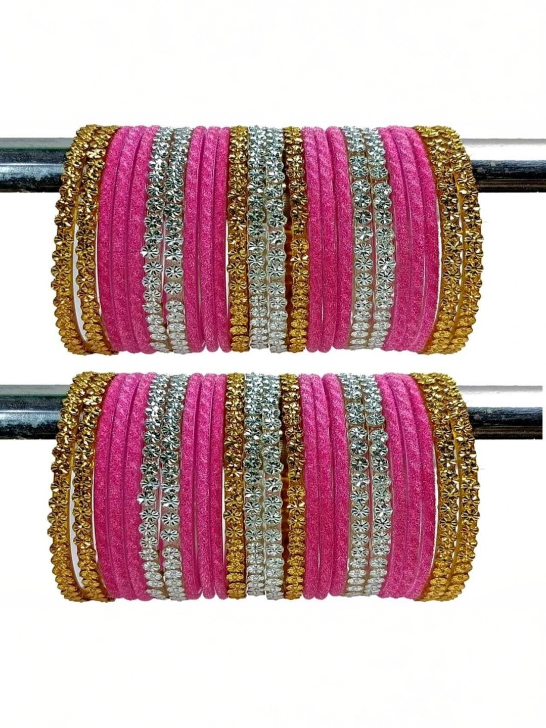 fasioncity Set Of 48 Stone Studded Ethnic Glass Bangles