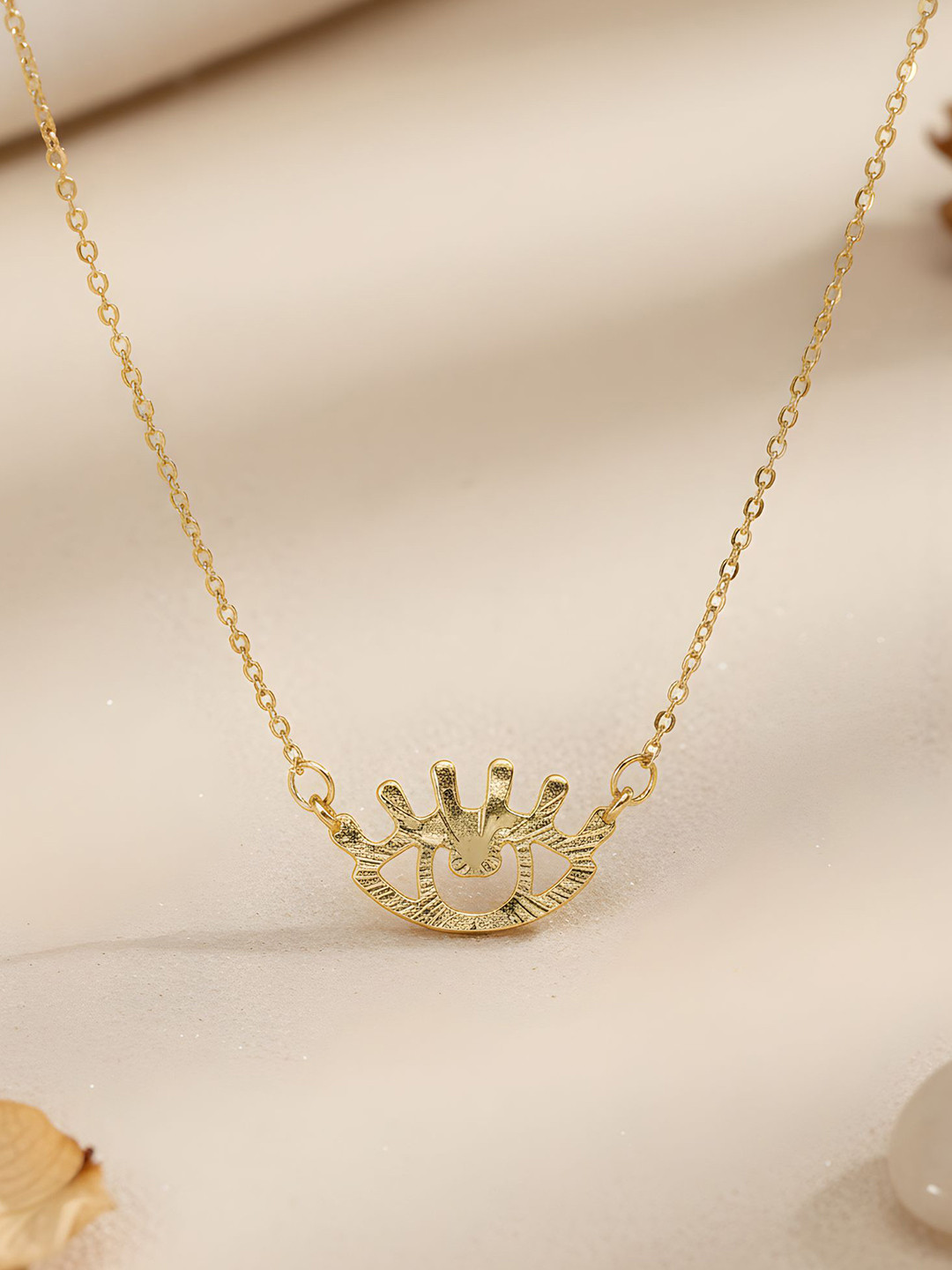 Bohey by KARATCART Gold-Plated Evil Eye Pendant With Chain