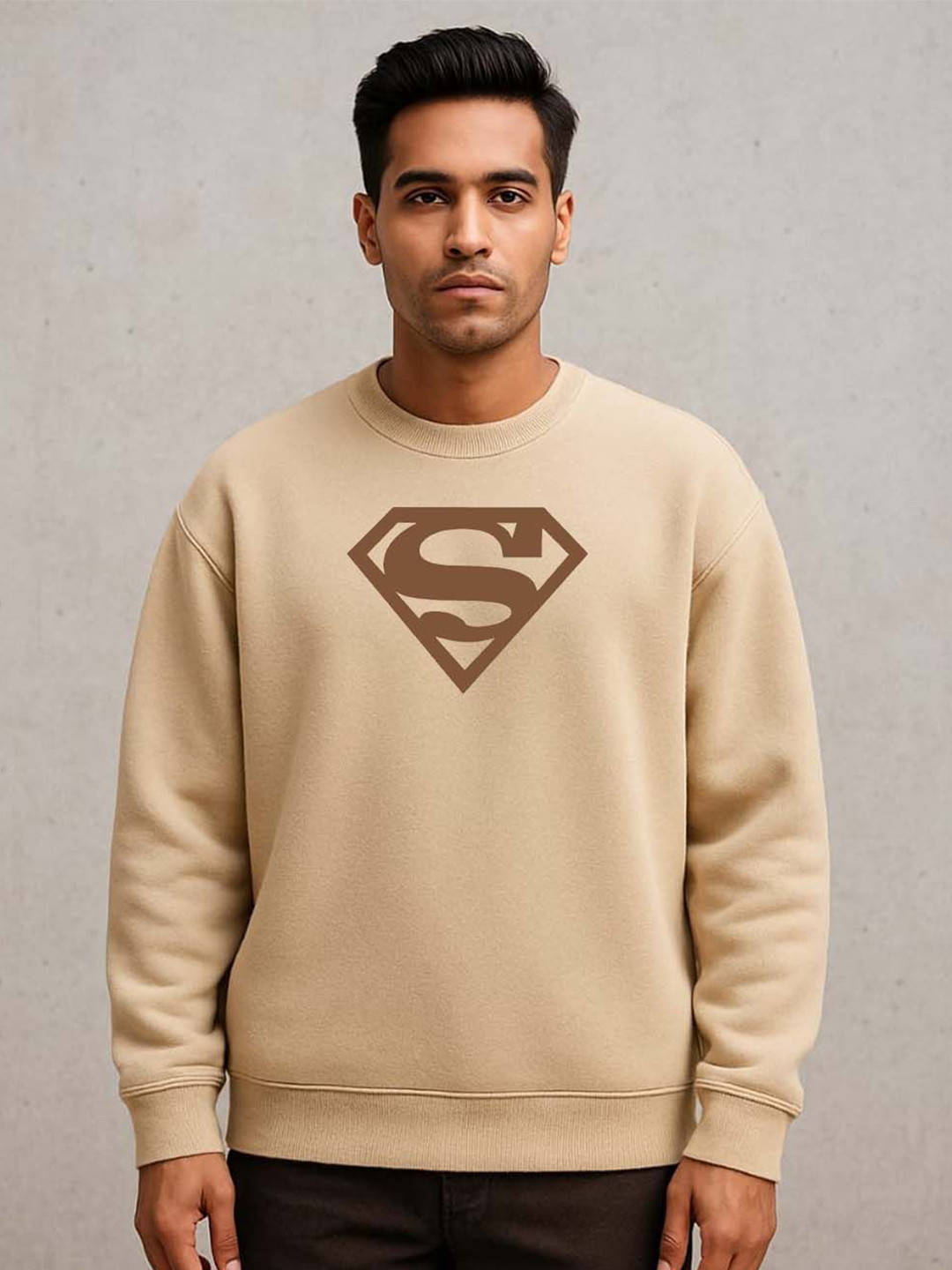 Organic Chics Men Printed Round Neck Full Sleeve Sweatshirt
