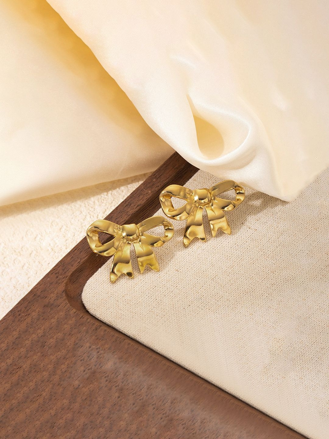 Jewels Galaxy Drop Stainless Steel Gold-Plated Quirky Shpaped Studs