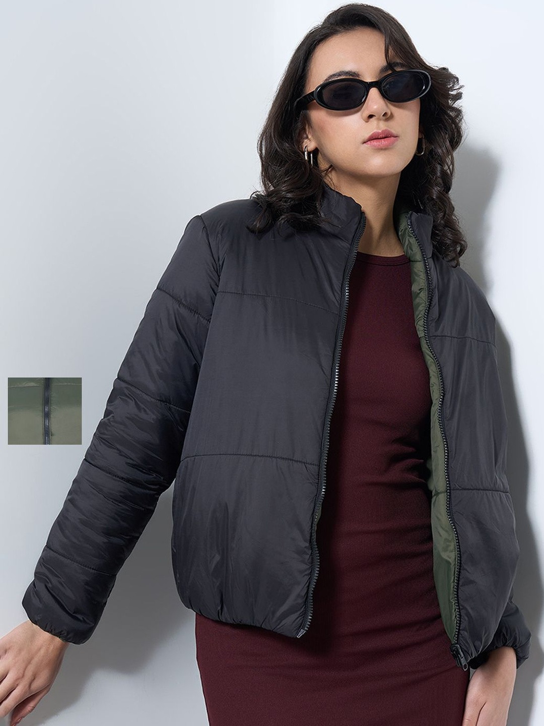 Honey by Pantaloons Women Solid Reversible Long Sleeves Puffer Jacket
