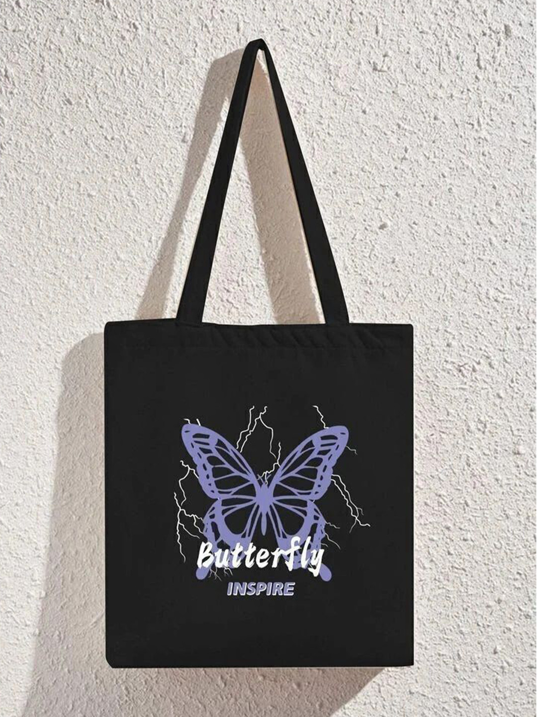 the sack co Women Butterfly Printed Shopper Canvas Tote Bag