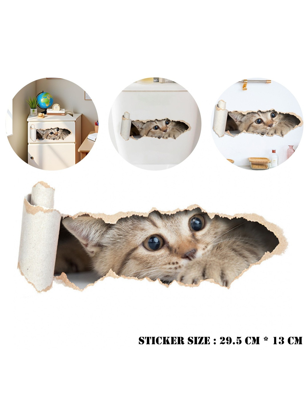 Gopalvilla Unisex Eye-Catching Printed Waterproof 3D Cat Wall Sticker